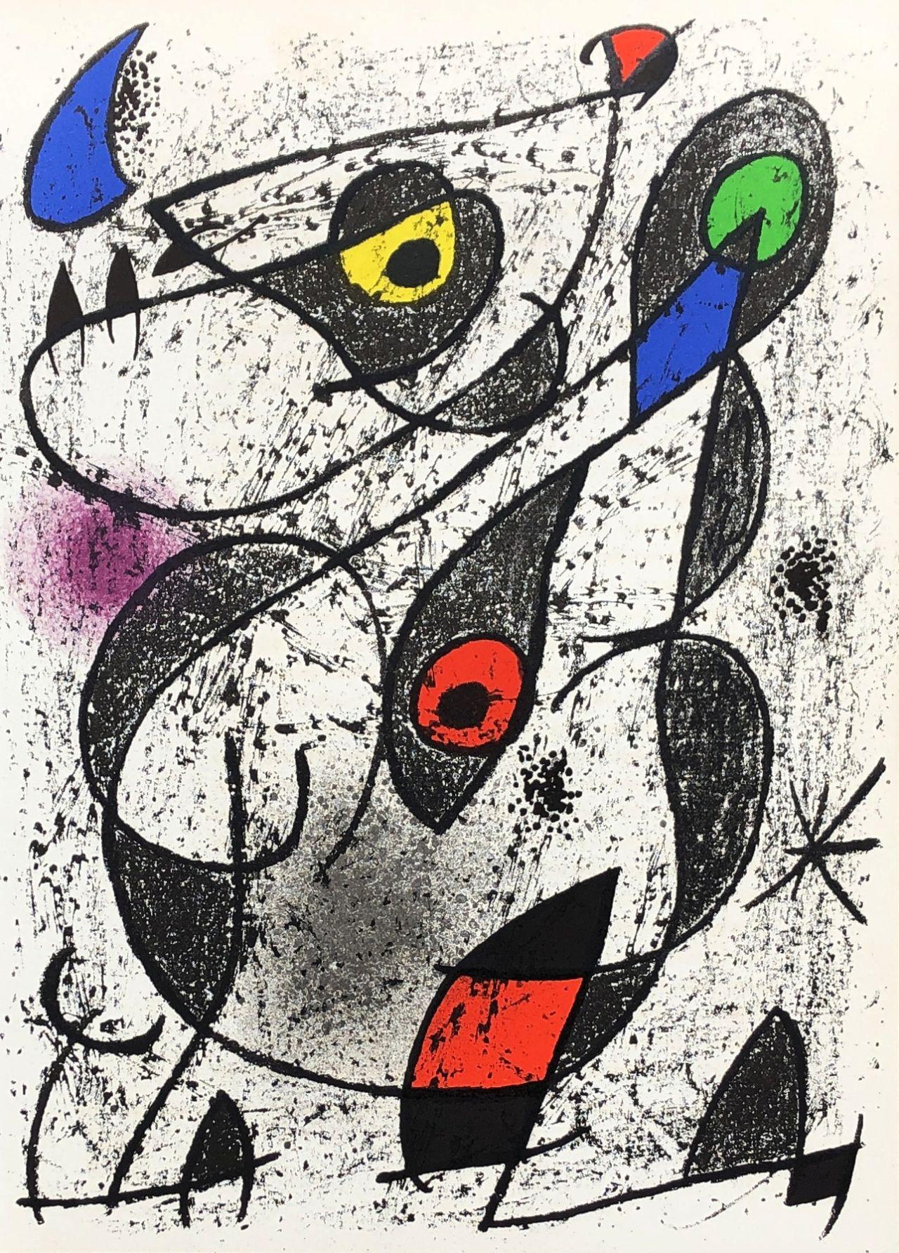 Joan Miró Abstract Print - Two Flying Birds - Original Lithograph (Mourlot #838)
