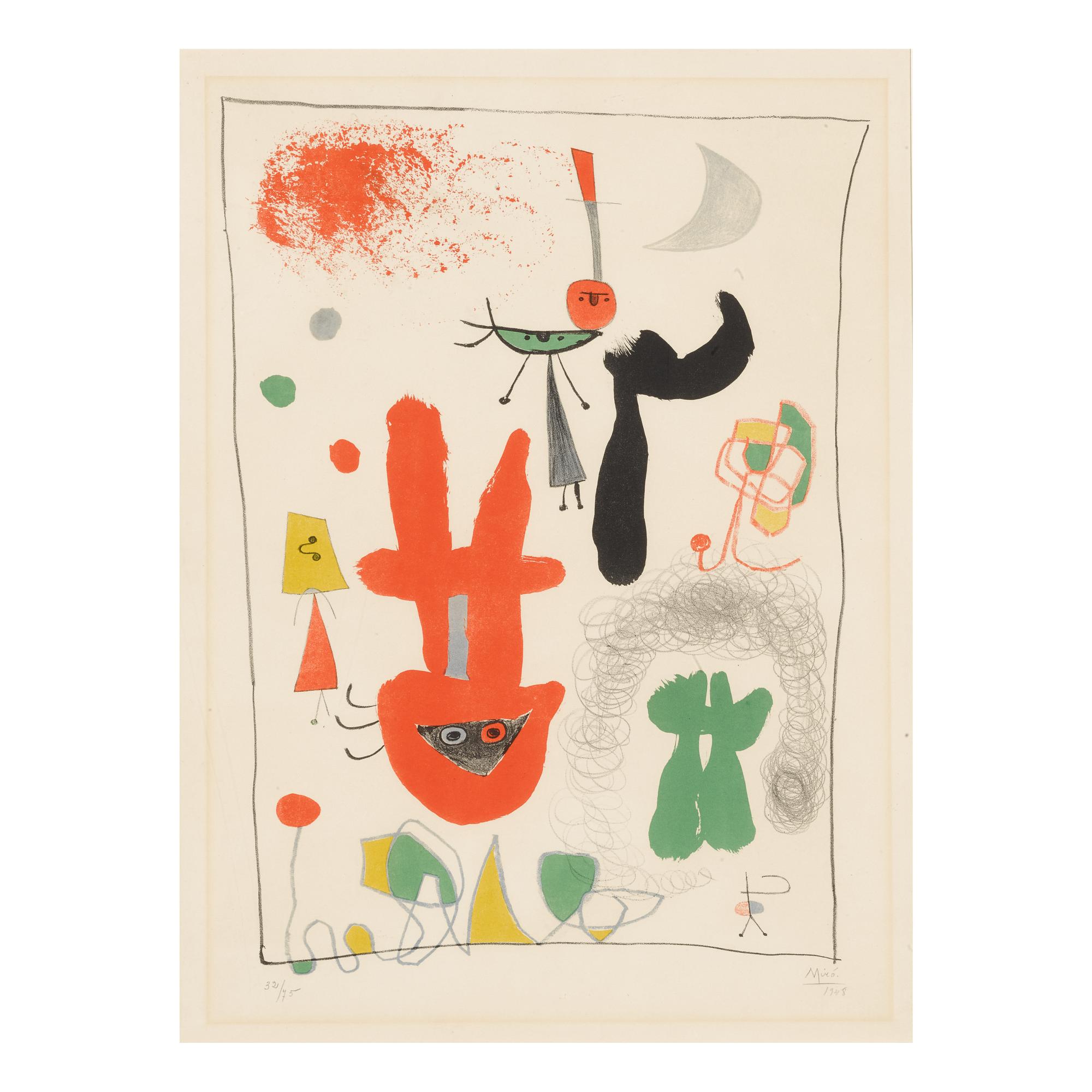 Acrobats in the garden - Print by Joan Miró