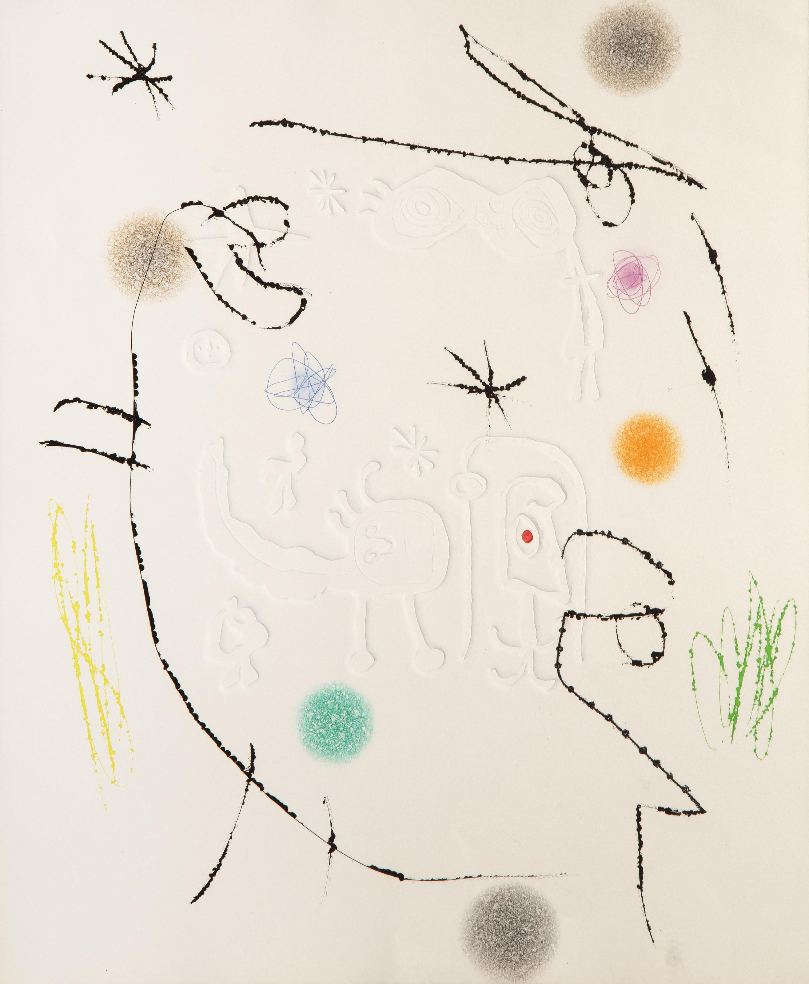Adonides D881, Abstract Etching with Aquatint and Embossing by Joan Miro - Print by Joan Miró