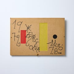 Nach Joan Miró "Barcelona" 1973 - Seltene Lithographie in limitierter Auflage auf Sackleinen