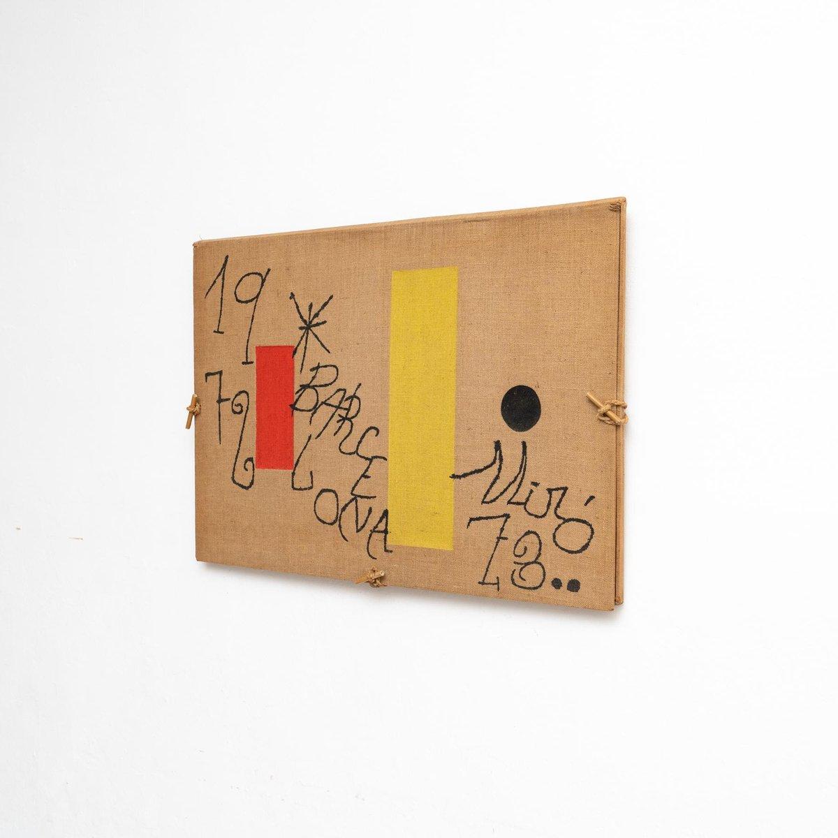 After Joan Miró “Barcelona” 1973 — Rare Limited Edition Lithograph on Burlap For Sale 2