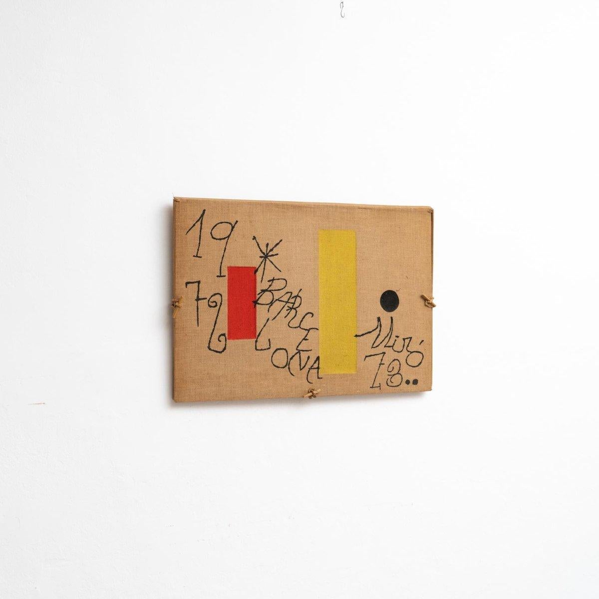 After Joan Miró “Barcelona” 1973 — Rare Limited Edition Lithograph on Burlap For Sale 3