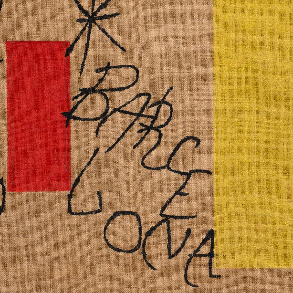 After Joan Miró “Barcelona” 1973 — Rare Limited Edition Lithograph on Burlap For Sale 7