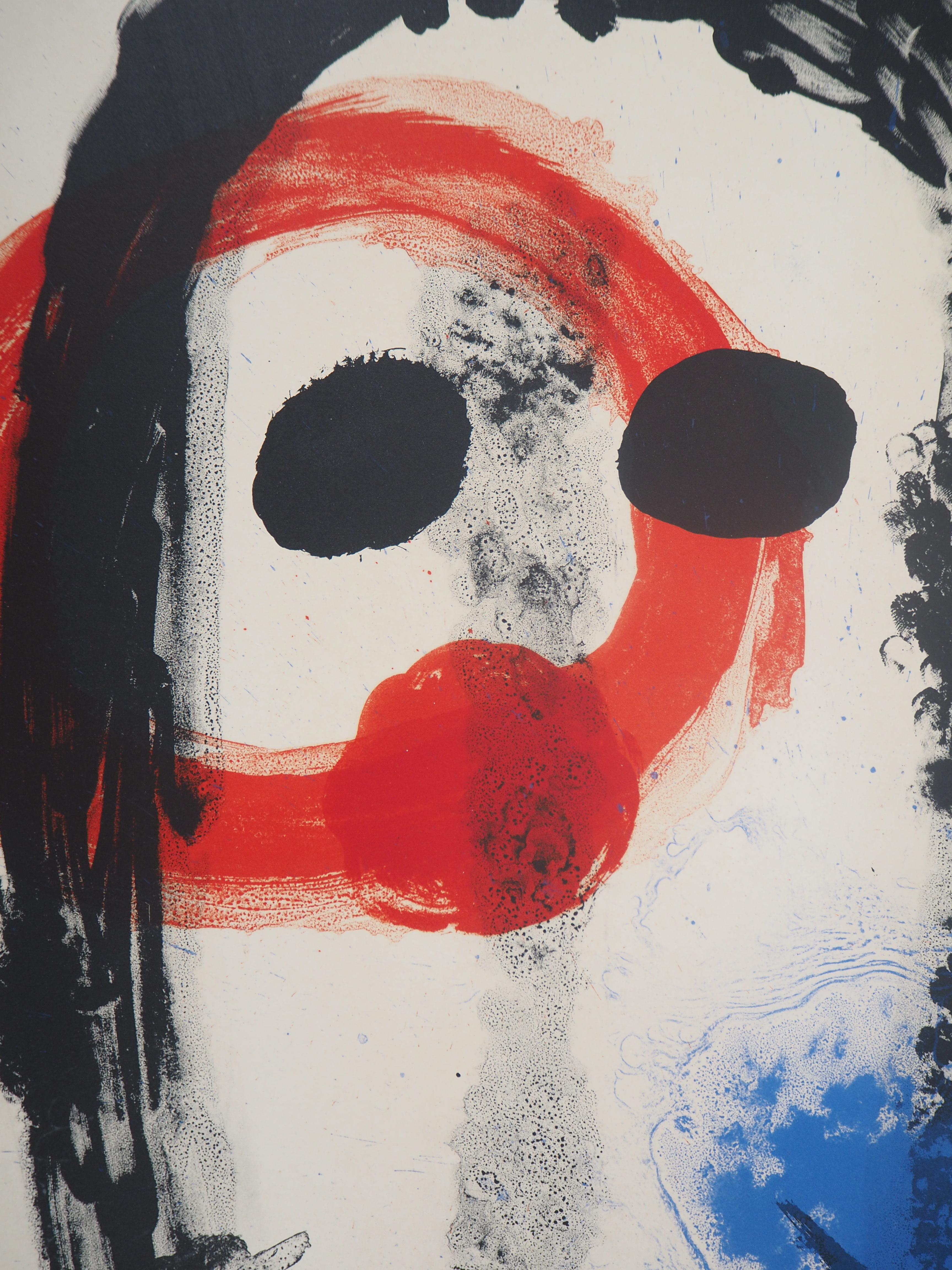 Album 19, Tafel 1 ( Surrealistisches Porträt) – Originallithographie, handsigniert (Grau), Abstract Print, von Joan Miró