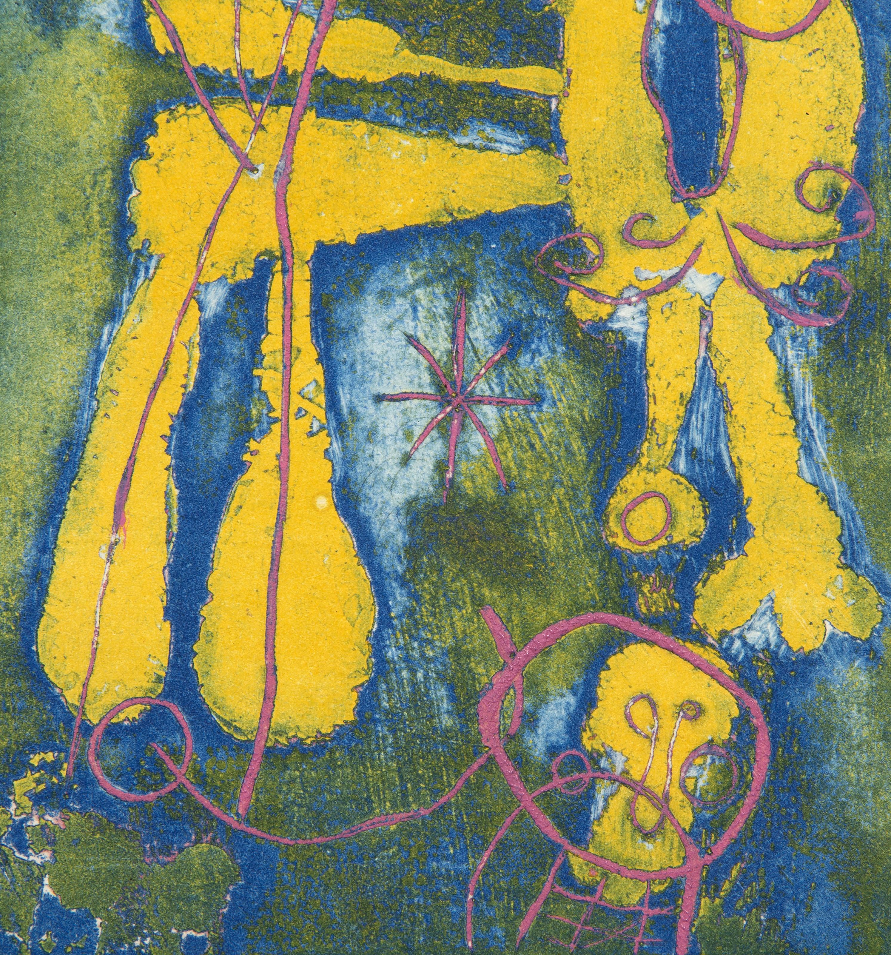  Joan Miro, Spanish (1893 - 1983) - Anti Platon (D 315), Year: 1962, Medium: Etching on pearl Japon, Edition: 125, Image Size: 5 x 3.5 inches, Size: 10.75 x 8.75 in. (27.31 x 22.23 cm), Printer: Lacouriere et Frelaut, Paris, Publisher: Maeght