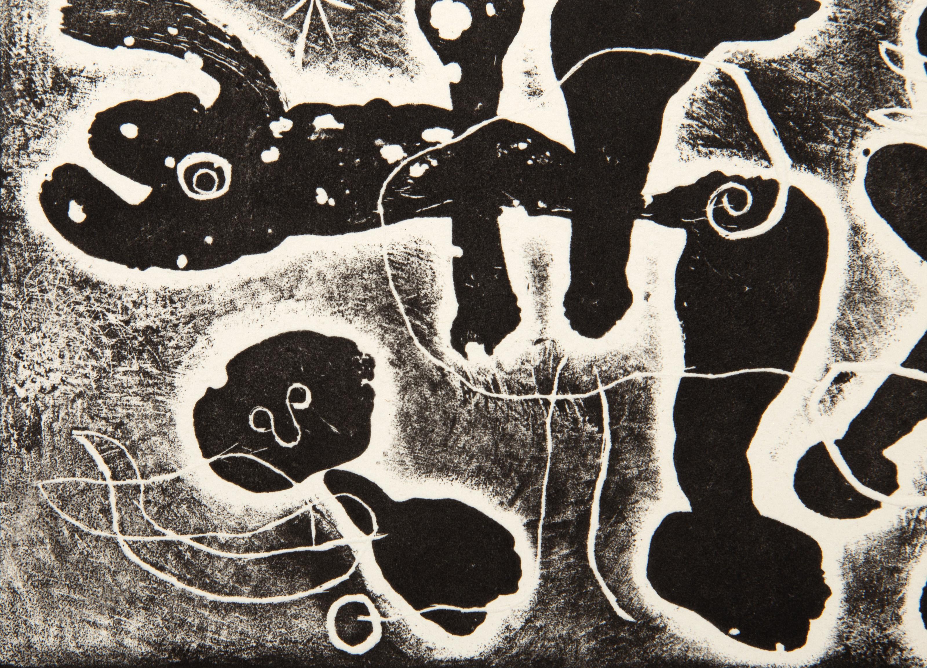  Joan Miro, Spanish (1893 - 1983) - Anti-Platon (D 326), Year: 1962, Medium: Etching on Rives, Edition: 125, Image Size: 3.5 x 5 inches, Size: 13 x 10.25 in. (33.02 x 26.04 cm), Printer: Lacouriere et Frelaut, Paris, Publisher: Maeght Editeur,