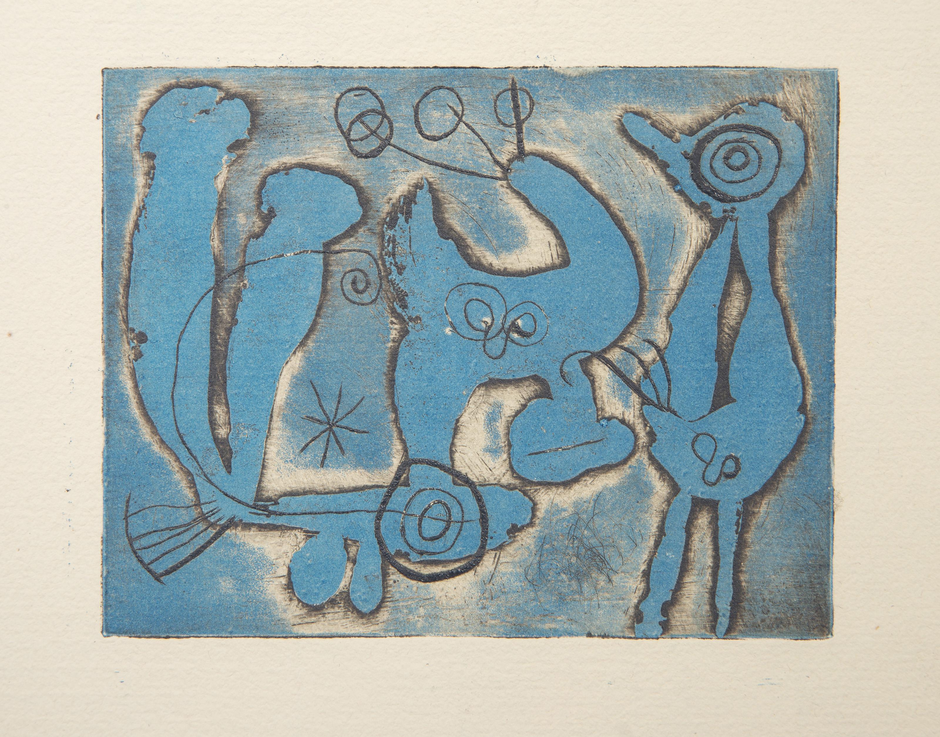  Joan Miró, Español (1893 - 1983) - Anti Platon (D 329), Año: 1962, Técnica: Aguafuerte sobre Richard de Bas, Edición: 125, Tamaño de la imagen: 4 x 5 pulgadas, Tamaño: 10 x 12,75 pulgadas (25,4 x 32,39 cm), Impresor: Lacouriere et Frelaut, París,