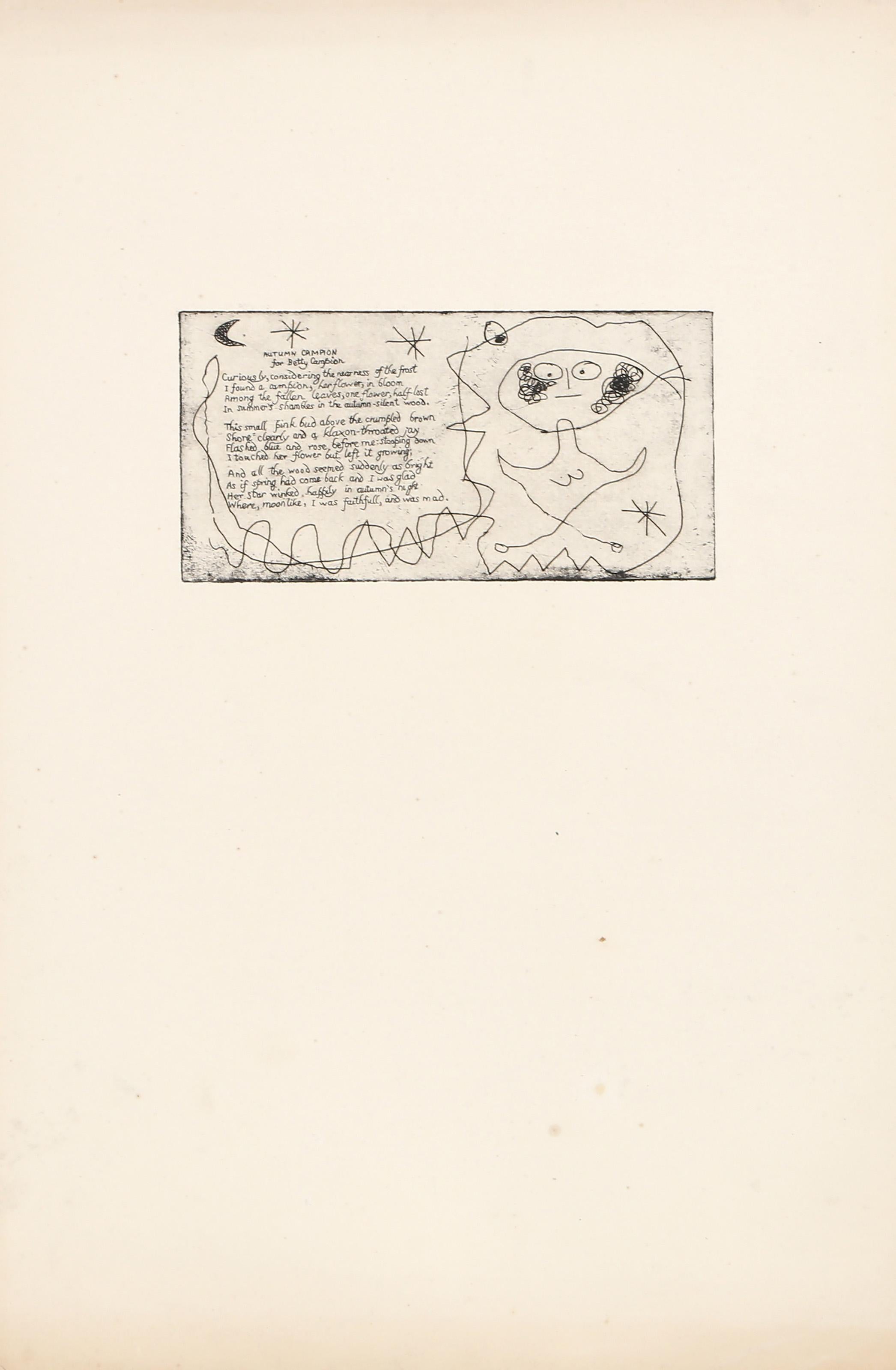 Otoño Campion para Betty Campion, Poema al aguafuerte surrealista de Joan Miró en venta 2