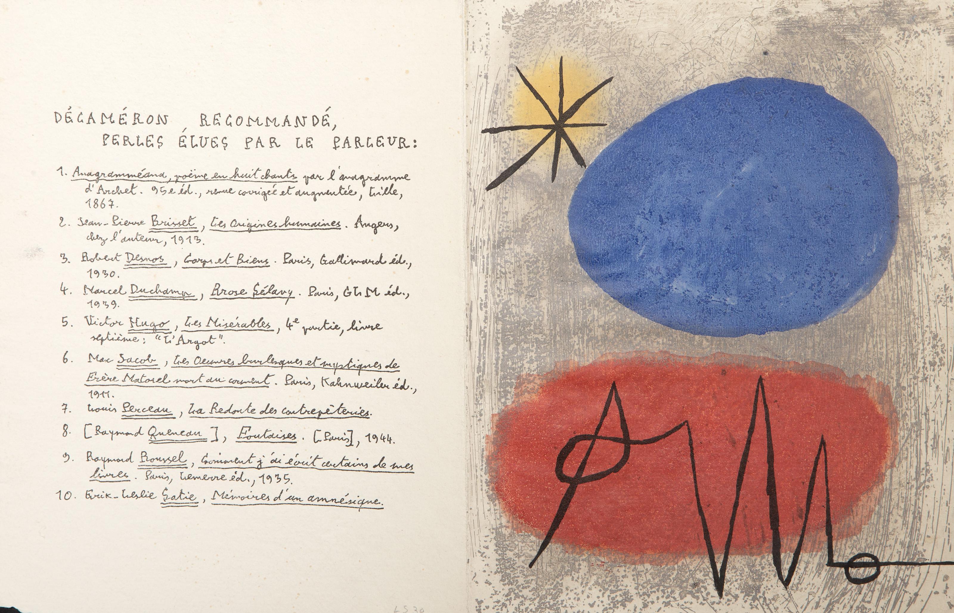  Joan Miro, Spanish (1893 - 1983) - Bagatelles Vegetales (D 111), Year: 1956, Medium: Etching with Aquatint On Richard de Bas, Edition: 300, Size: 9.5 x 7.25 in. (24.13 x 18.42 cm), Printer: Atelier Lacouriere, Paris, Publisher: Jean Aubier, Paris,