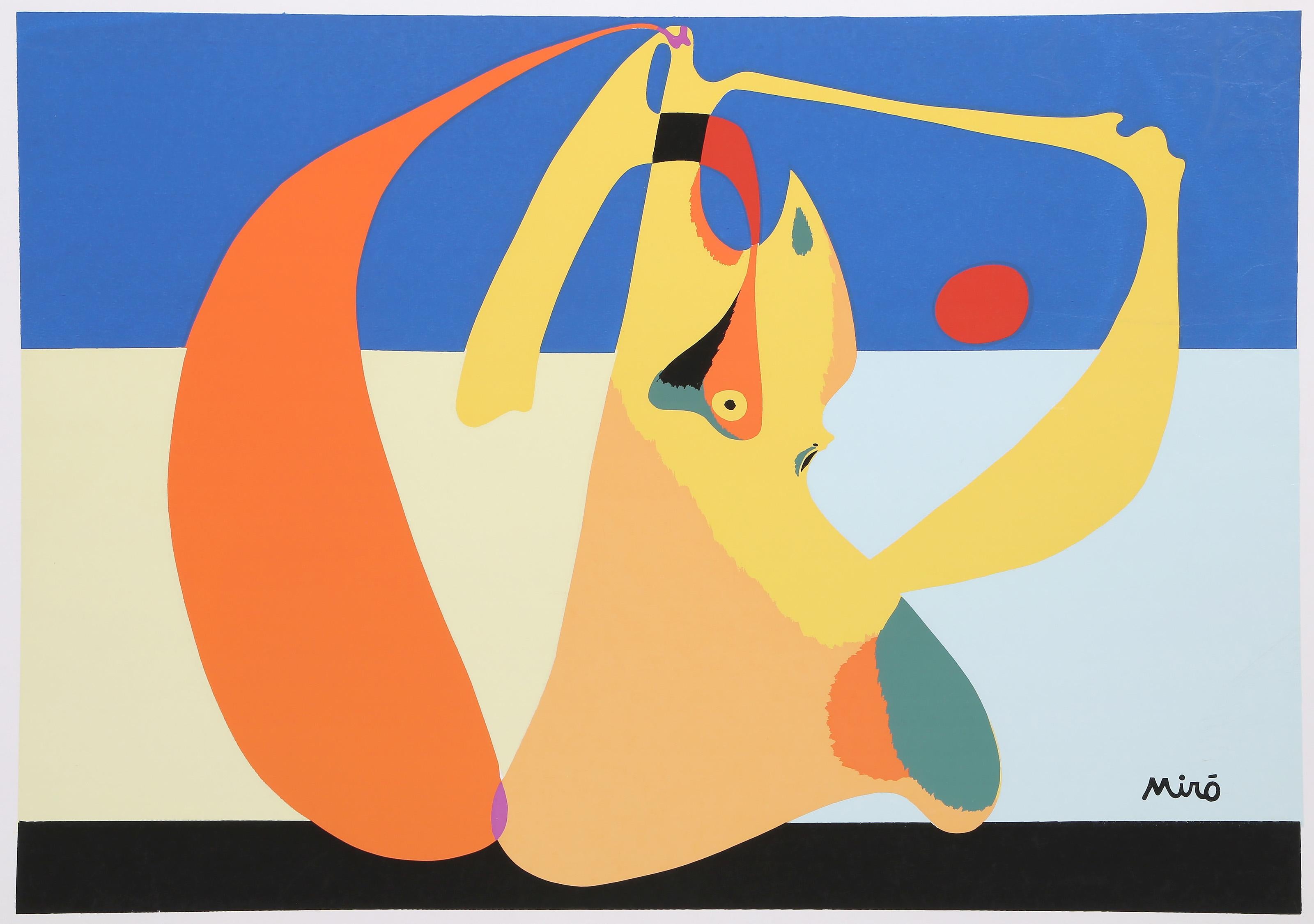 Joan Miró Abstract Print - Bather, Surrealist Screenprint Poster after Joan Miro