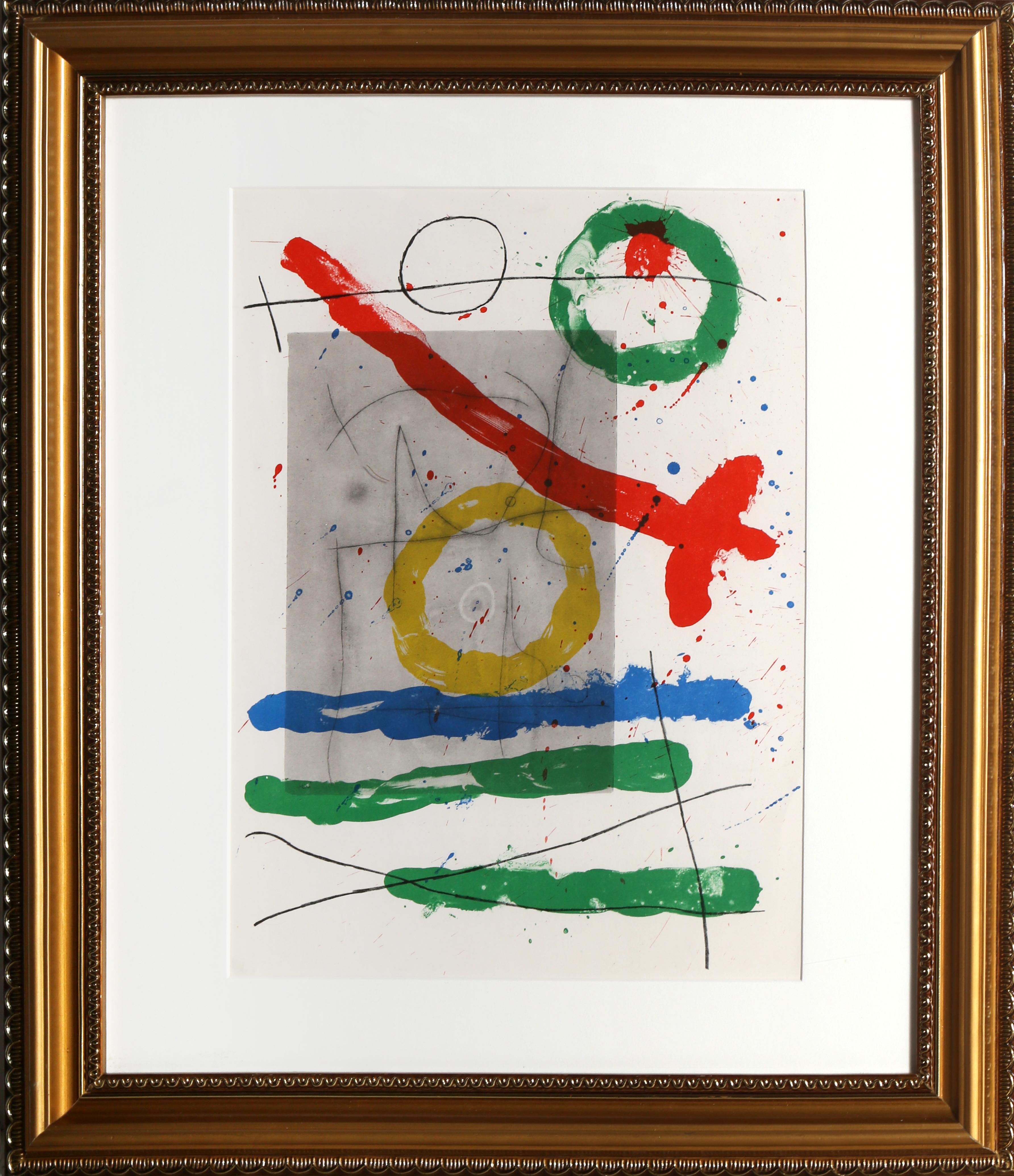 Joan Miró Abstract Print - Cartons from Derriere Le Miroir, Framed Modern Lithograph by Joan Miro
