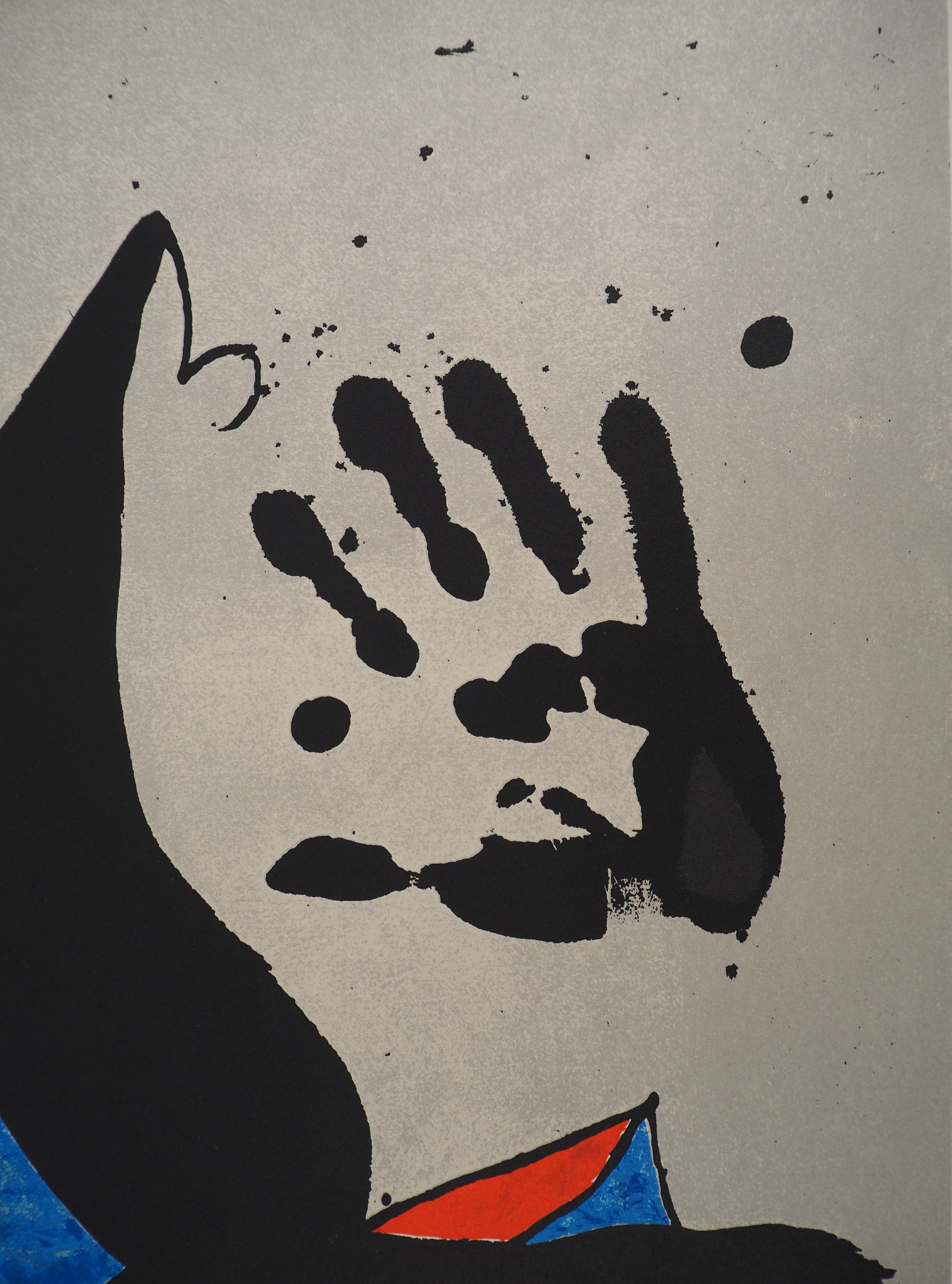Cat, Small Bird and Black Hand - Original lithograph For Sale 1