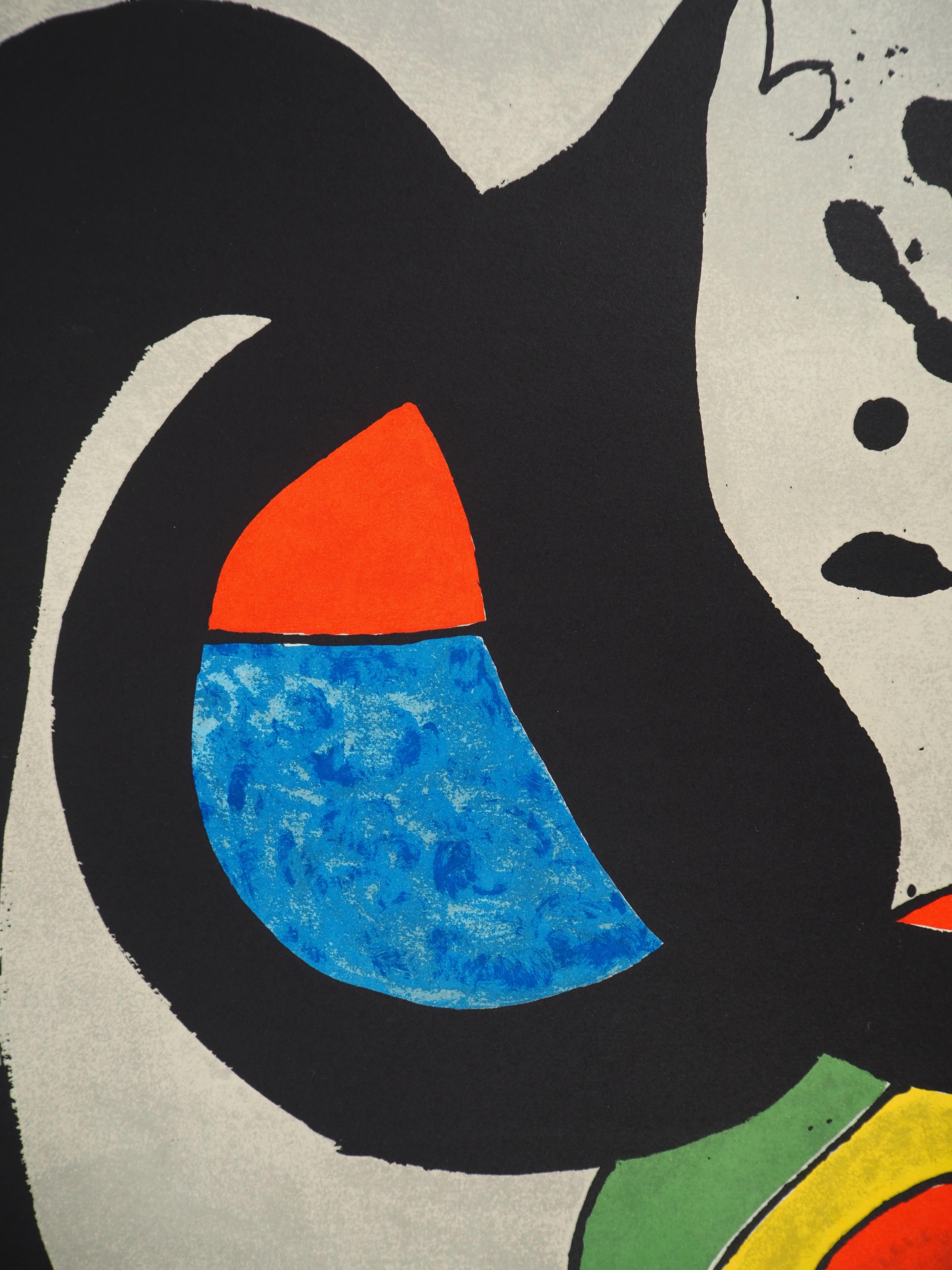 Cat, Small Bird and Black Hand - Original lithograph For Sale 3