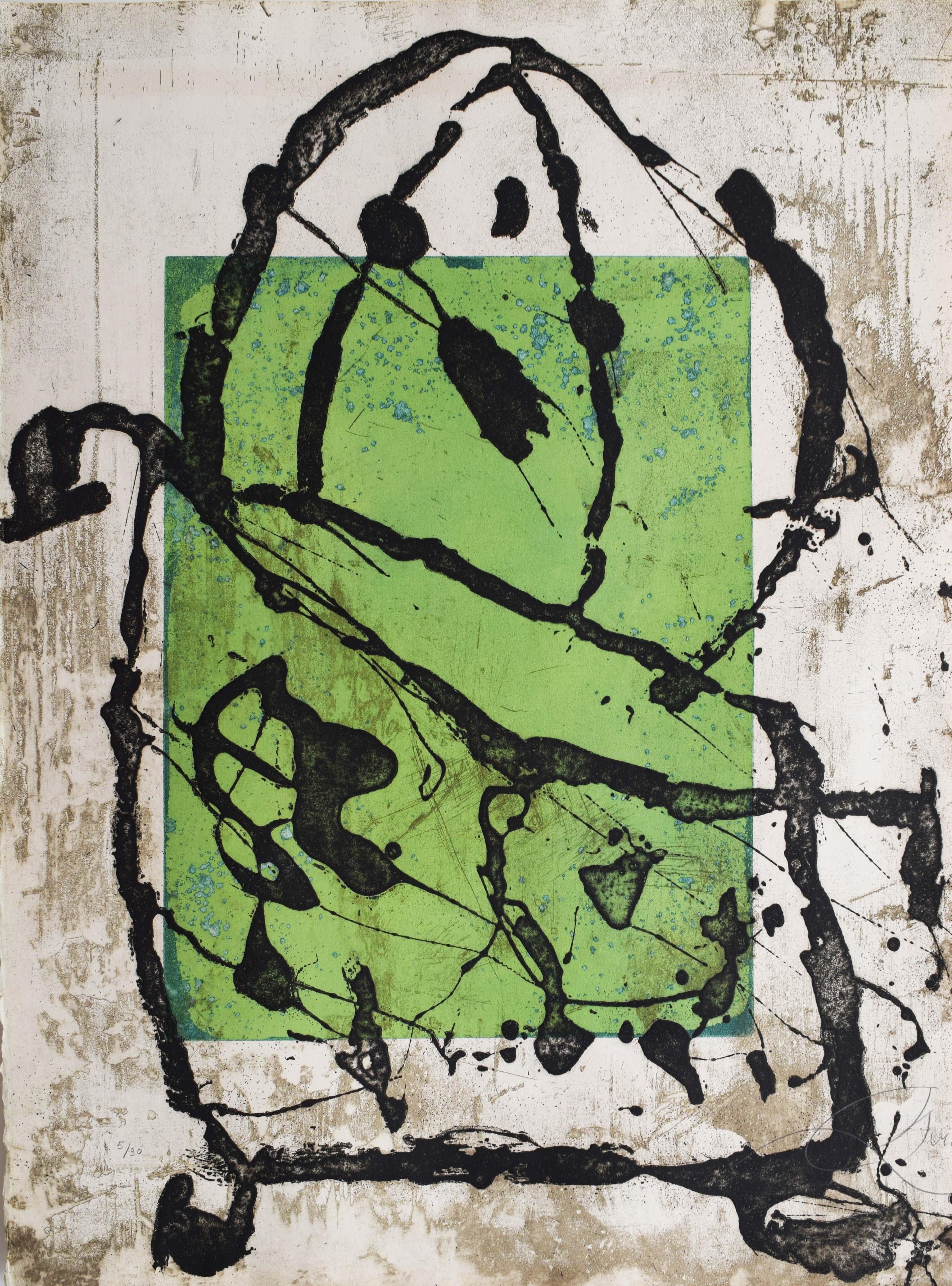 Joan Miró Abstract Print - Cave Paintings VI - Spanish Cave Paintings