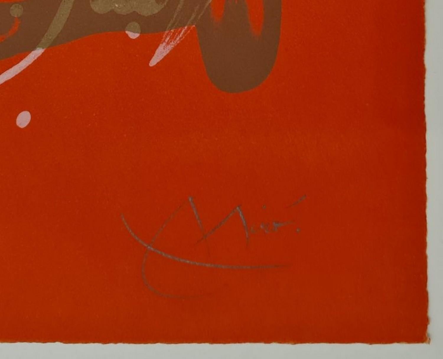 Chevauchée - rouge et brun  - Print by Joan Miró