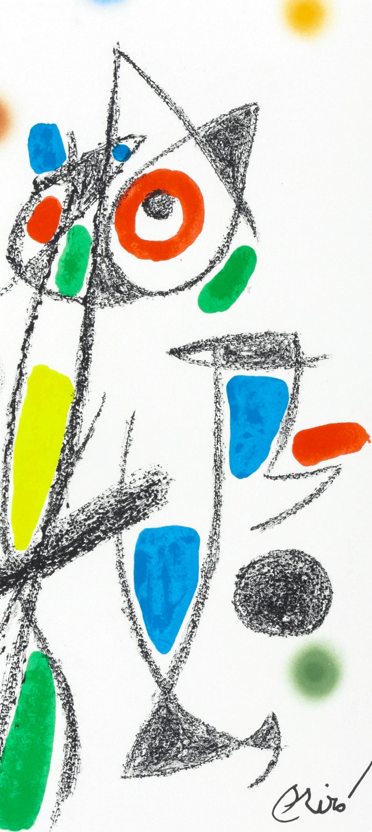 Komposition (Cramer 211; Mourlot 1051-1072) (Weiß), Figurative Print, von Joan Miró