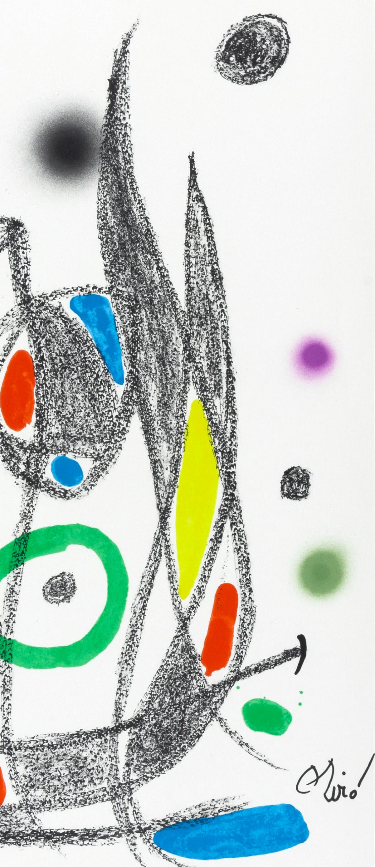 Komposition (Cramer 211; Mourlot 1051-1072) (Grau), Figurative Print, von Joan Miró