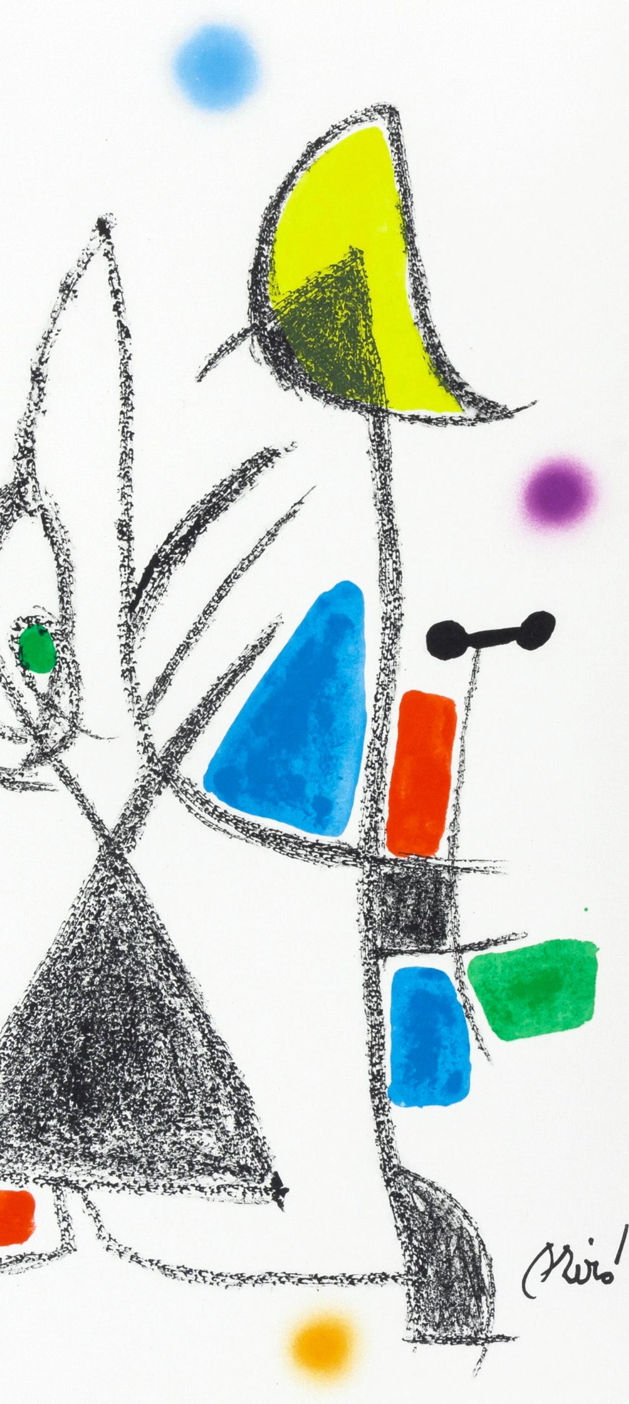 Komposition (Cramer 211; Mourlot 1051-1072) (Grau), Figurative Print, von Joan Miró