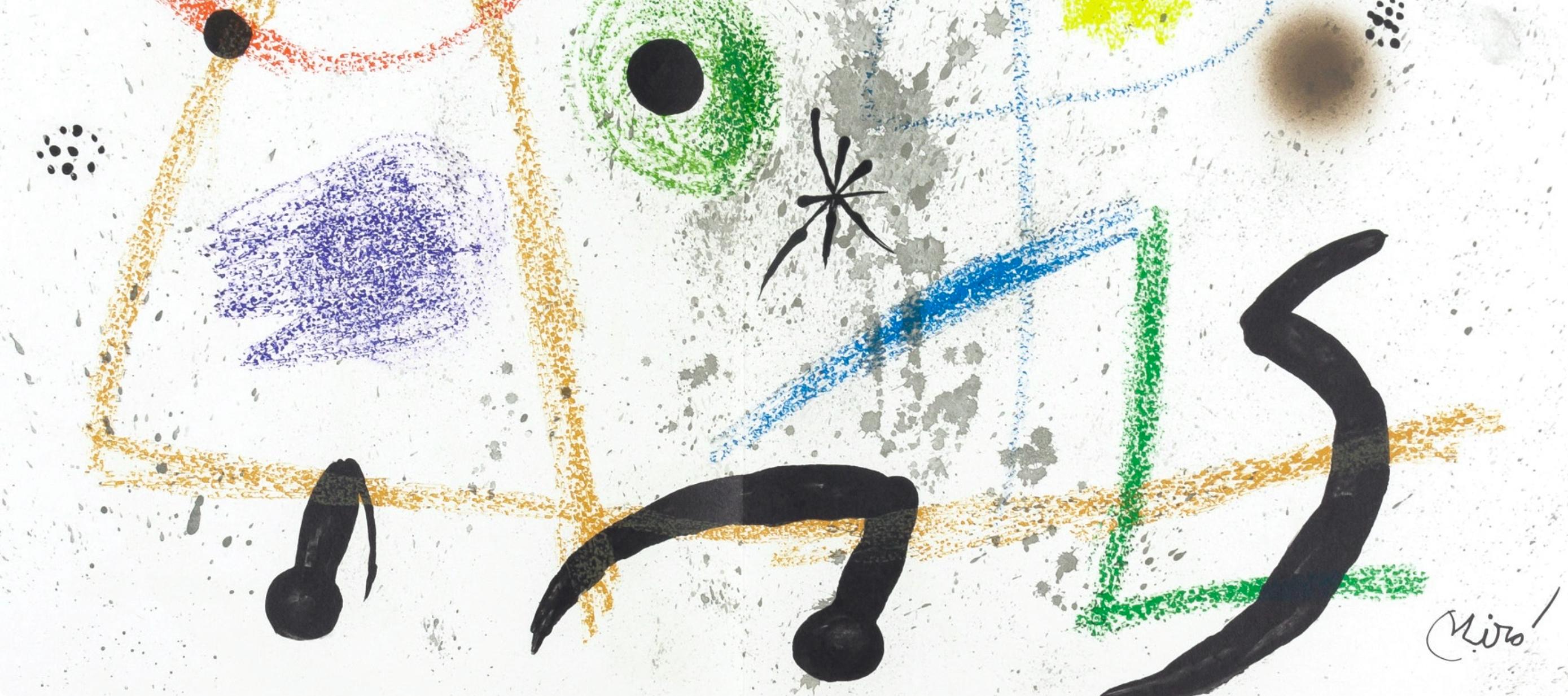 Komposition (Cramer 211; Mourlot 1051-1072) (Grau), Figurative Print, von Joan Miró