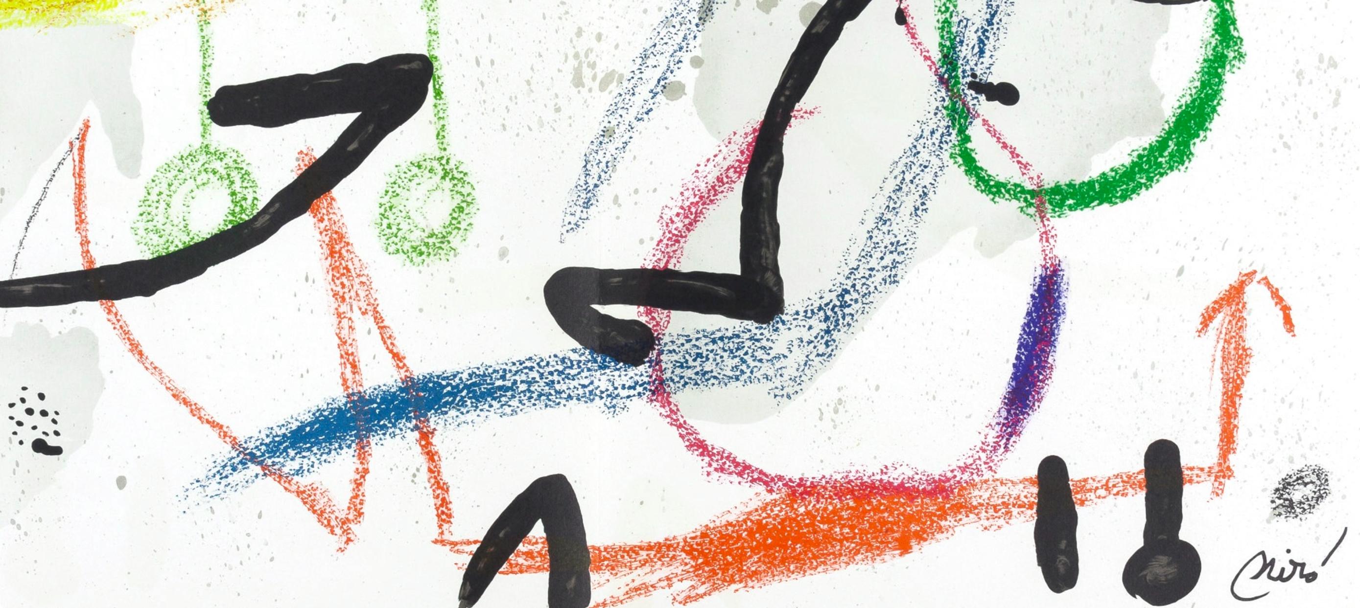 Komposition (Cramer 211; Mourlot 1051-1072) (Grau), Figurative Print, von Joan Miró
