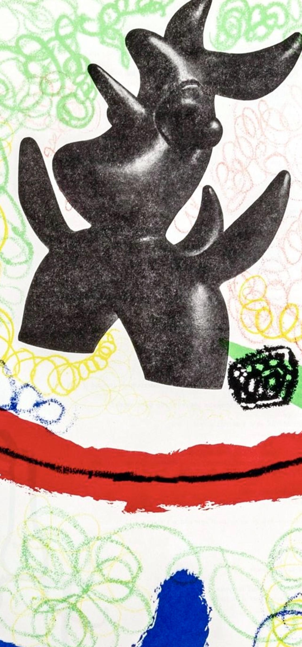 Komposition (Cramer 23; Mourlot 96), Derrière le miroir (Beige), Abstract Print, von Joan Miró