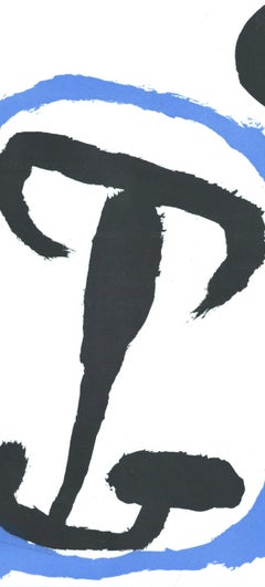 Joan Miro, Black Figure on Blue Background, from Derriere le miroir, 1956