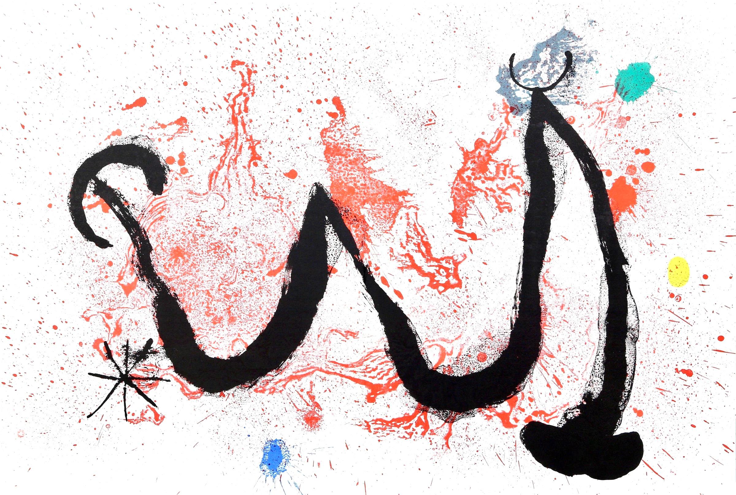 Abstract Print Joan Miró - Composition (Cramer 83 ; Mourlot 340-347), Derrière le miroir