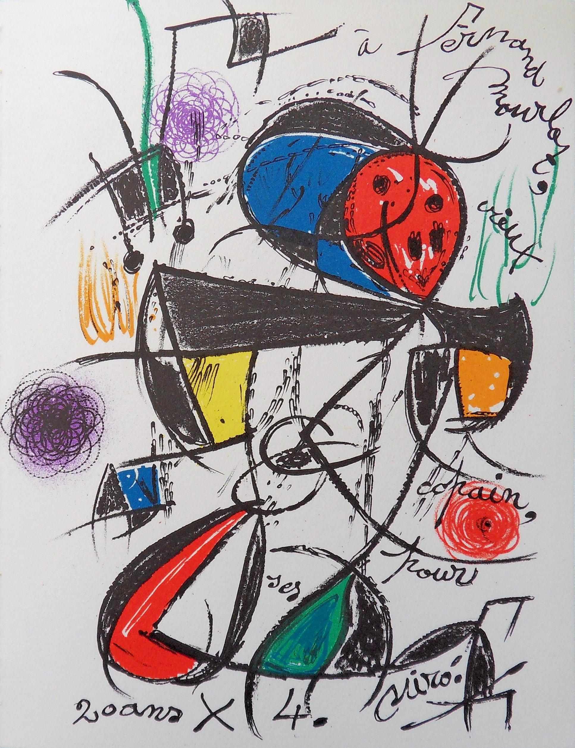Joan Miró Abstract Print - Composition for Fernand - Original lithograph (Mourlot)