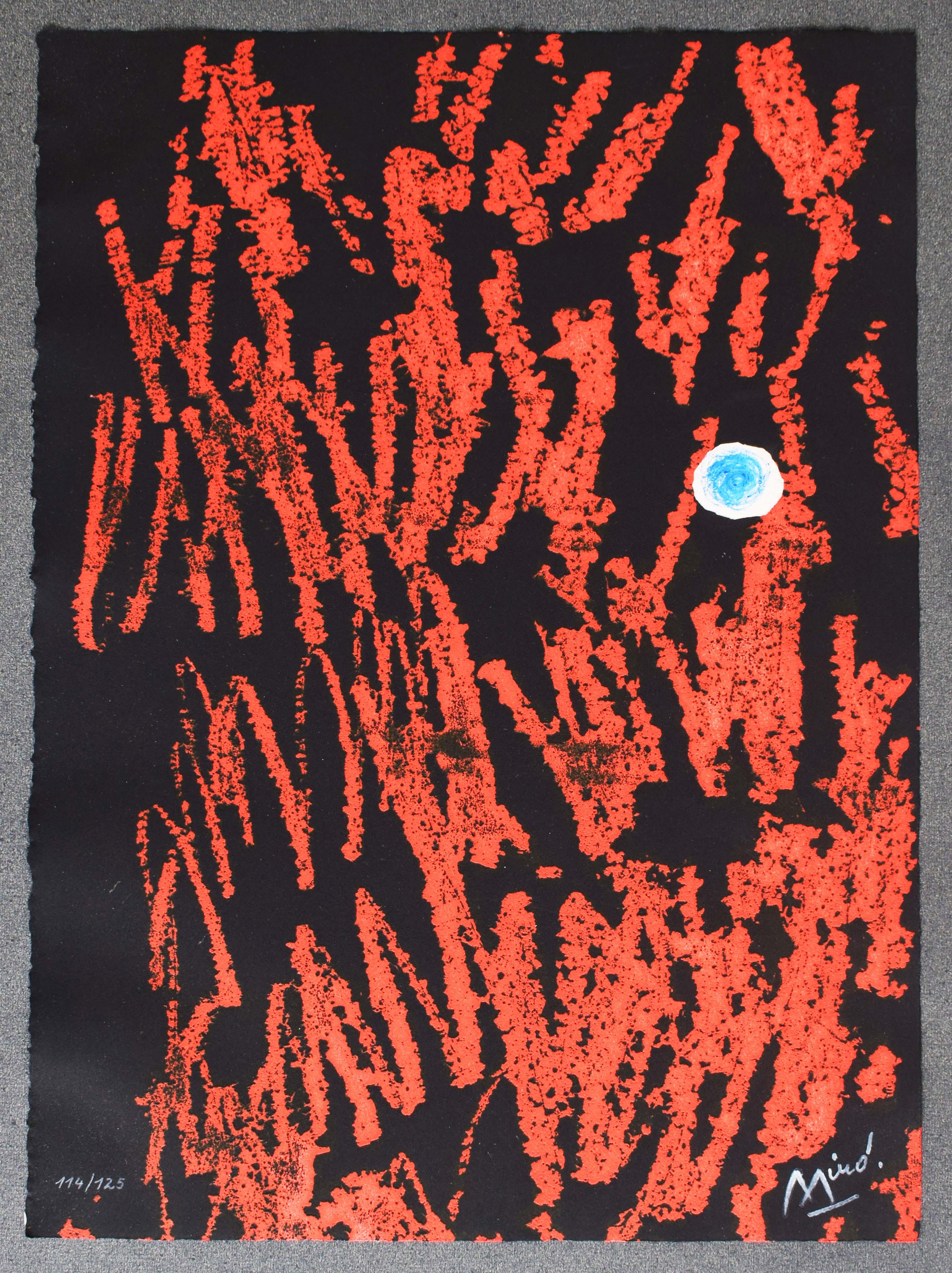 Komposition I, aus: Freiheit der Freiheiten, Gedichte von Alain Jouffroy - französischer Dichter – Print von Joan Miró