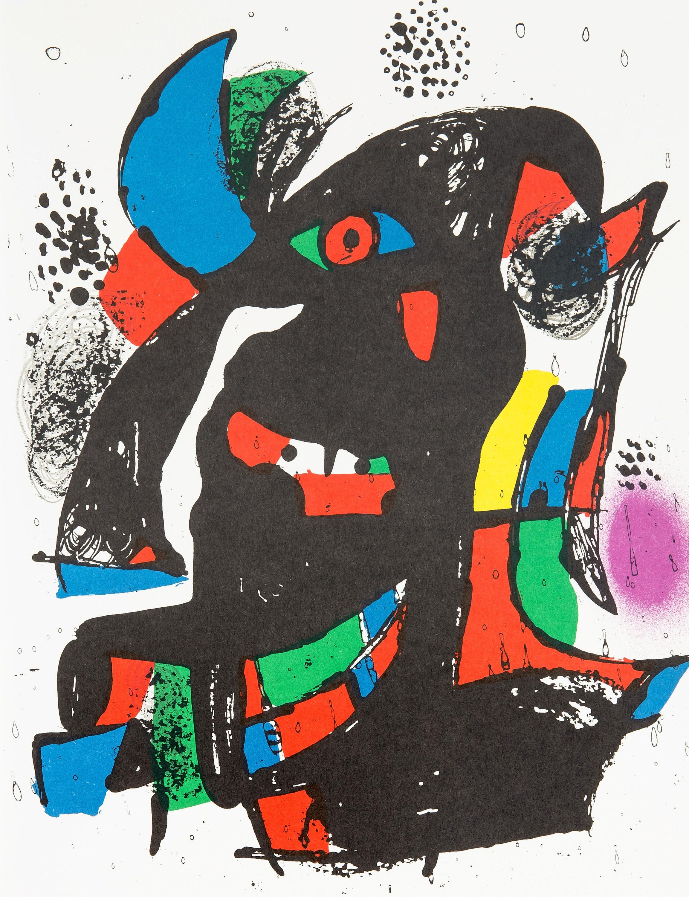 Litografia su carta vélin. Formato carta: 12,5 x 9,625 pollici. Iscrizione: Non firmato e non numerato, come emesso. Riferimenti al catalogo ragionato: Cramer, Patrick e Joan Miró. Joan Miró, Catalogo ragionato dei libri illustrati. P. Cramer, 1989,