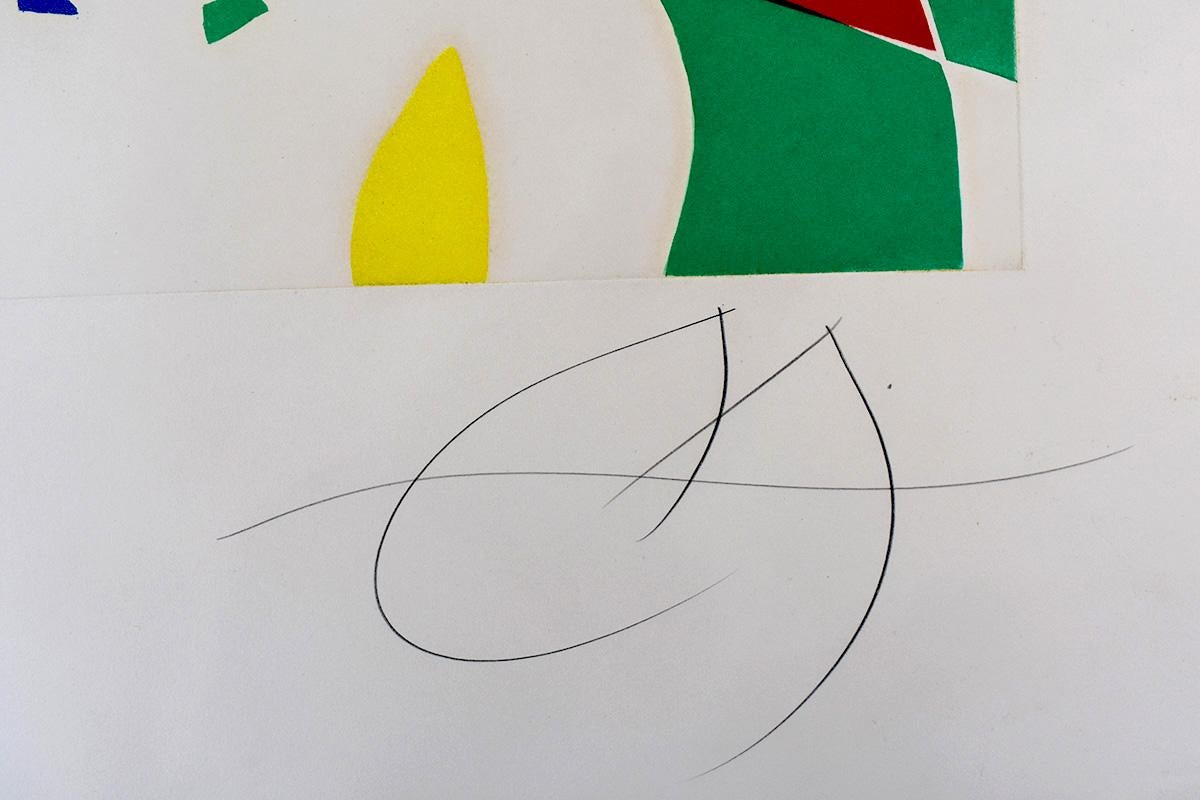 This original etching and aquatint in colours is monogrammed in pencil by the 
artist “M