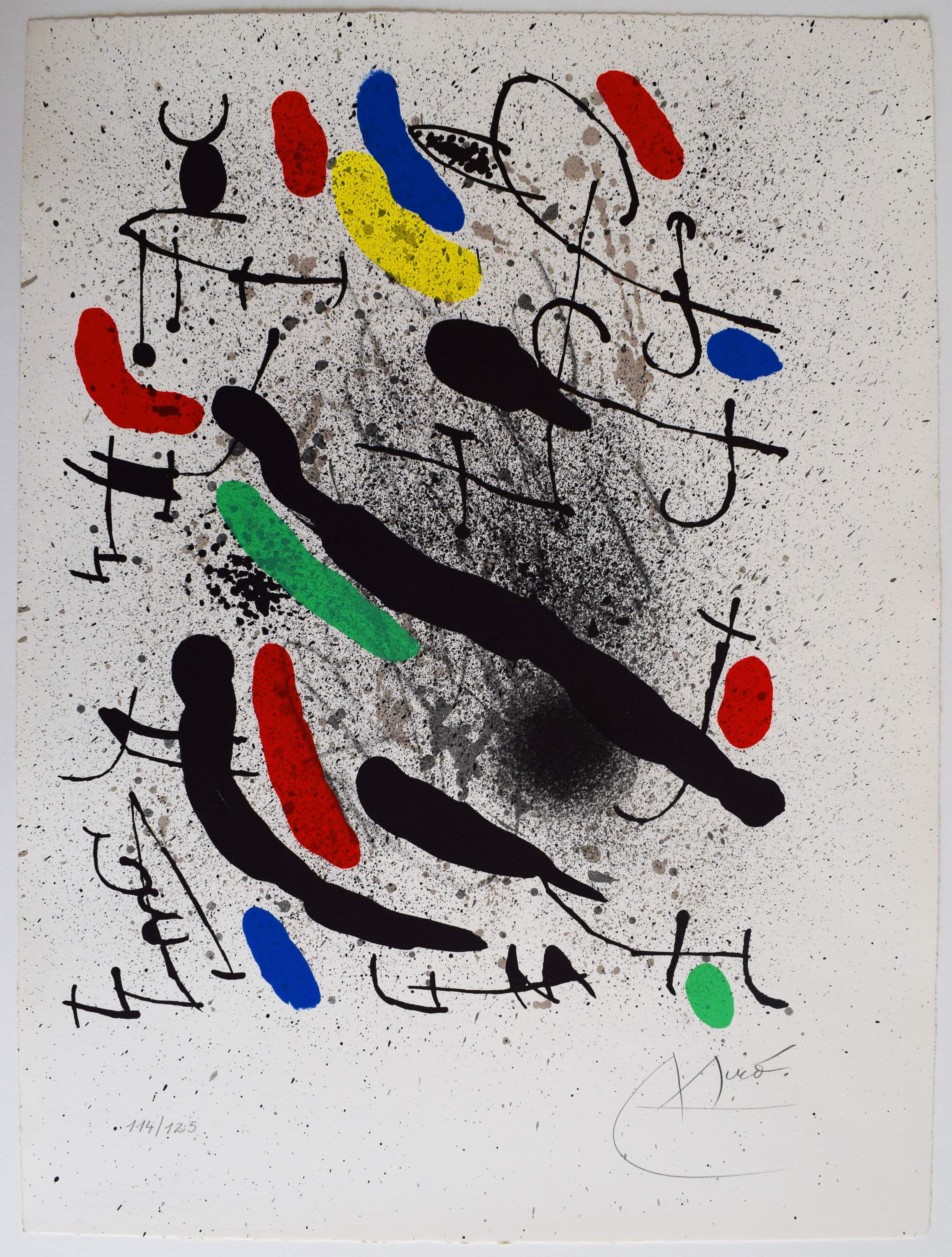 Composición IV, de: Libertad de libertades, poemas de Alain Jouffroy - Poesía - Print de Joan Miró