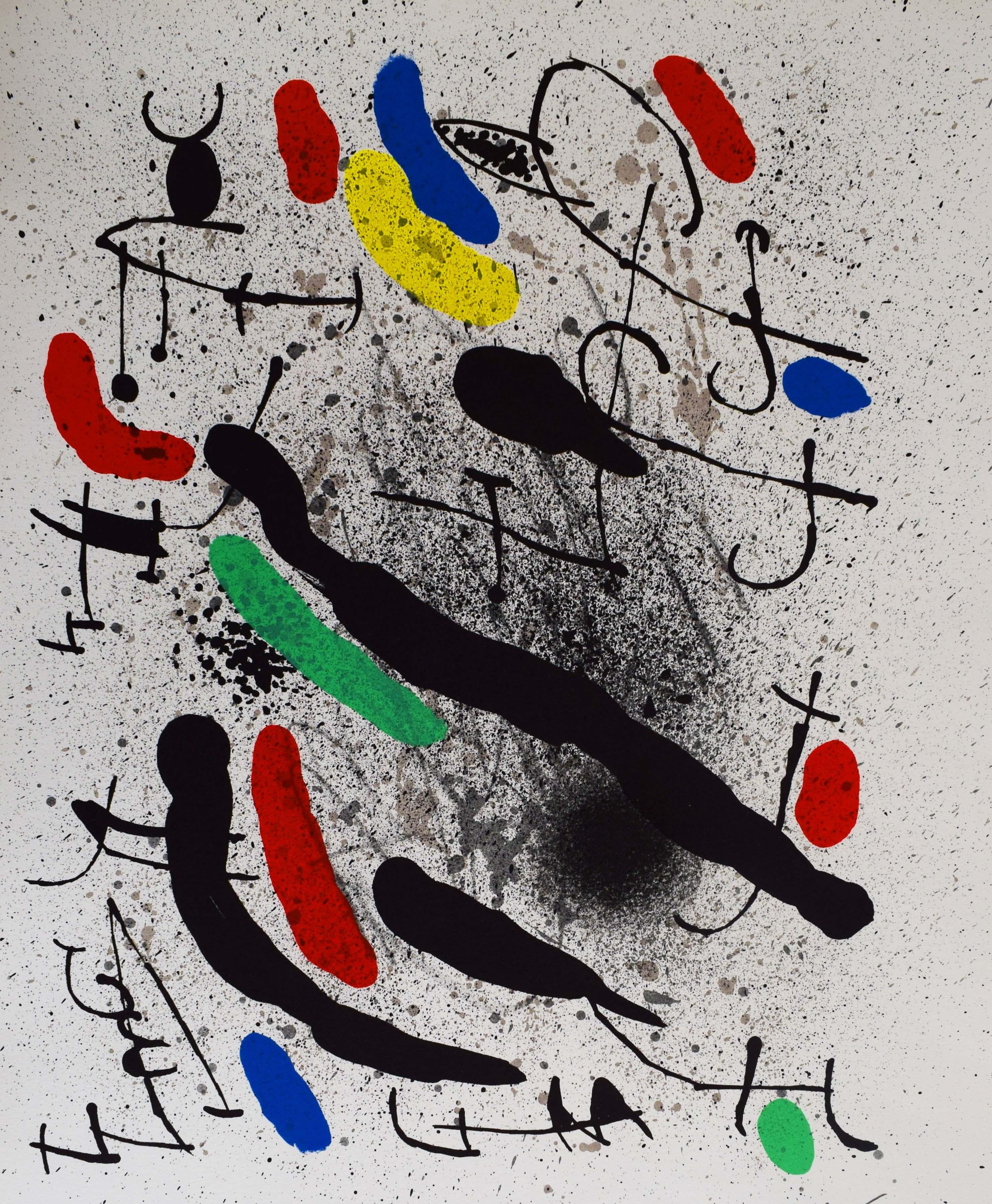 Abstract Print de Joan Miró - Composición IV, de: Libertad de libertades, poemas de Alain Jouffroy - Poesía