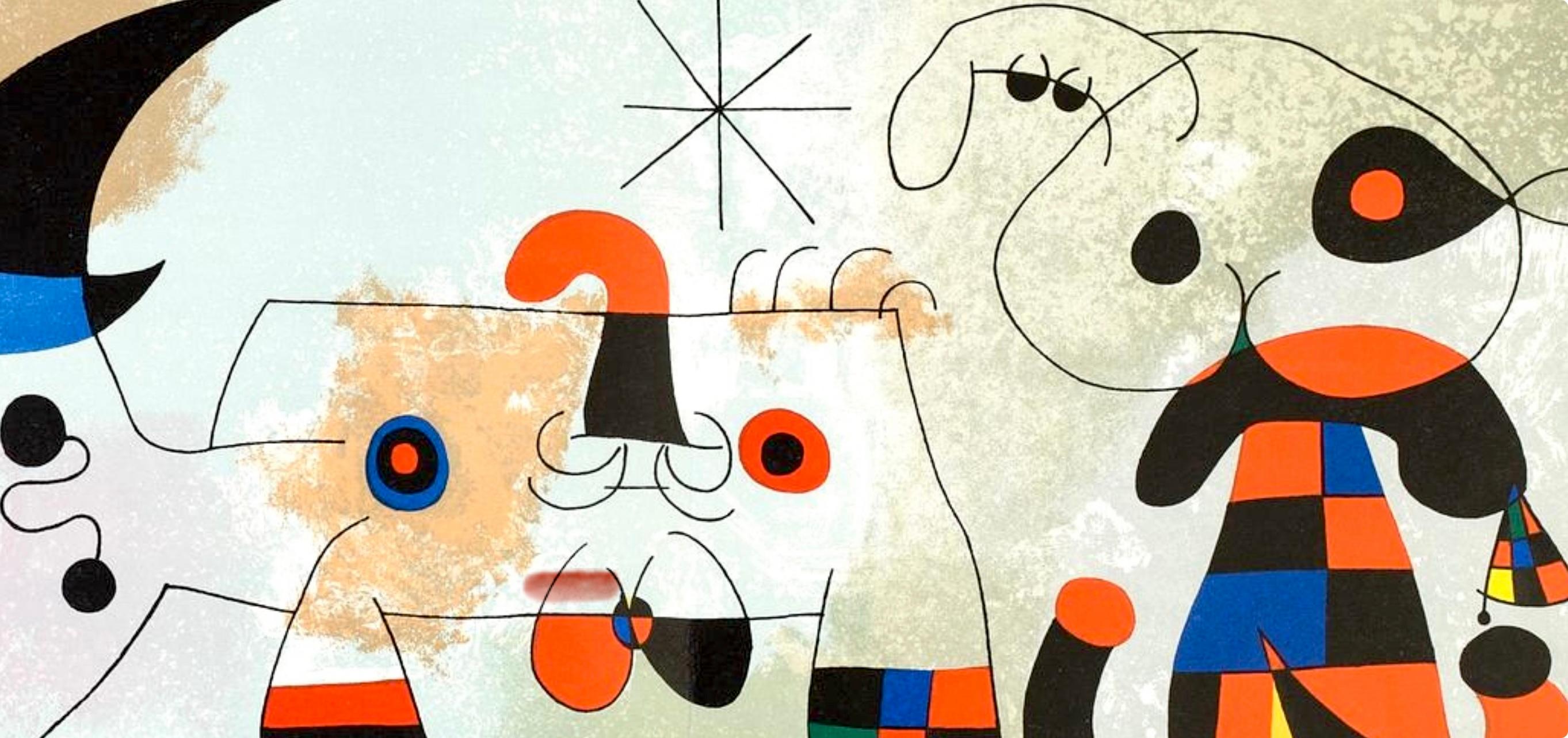Komposition (Mourlot 1708), Derrière le miroir (Beige), Abstract Print, von Joan Miró