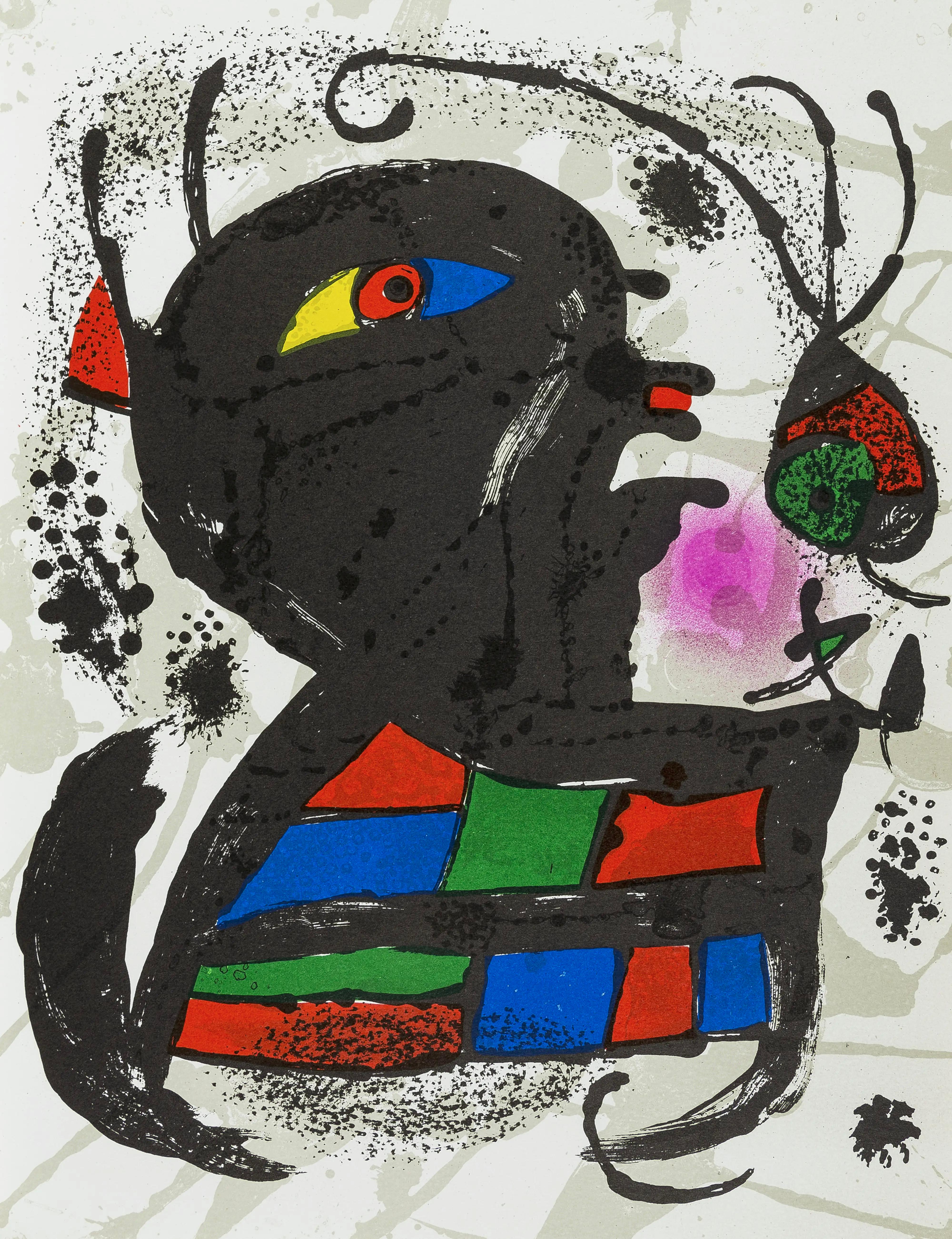 Lithograph on vélin paper. Paper Size: 12.5 x 9.625 inches. Inscription: Unsigned and unnumbered, as issued. Catalogue raisonné references: Cramer, Patrick, and Joan Miró. Joan Miró, Catalogue Raisonné Des Livres Illustrés. P. Cramer, 1989,