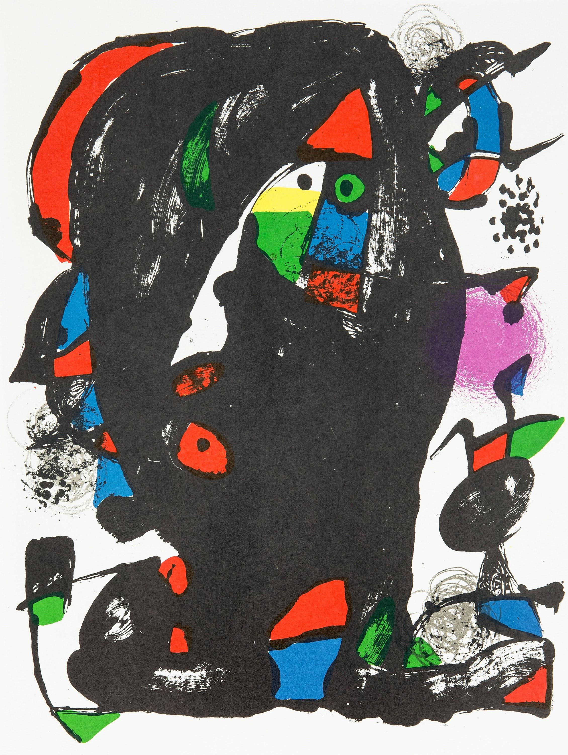 Litografia su carta vélin. Formato carta: 12,5 x 9,625 pollici. Iscrizione: Non firmato e non numerato, come emesso. Riferimenti al catalogo ragionato: Cramer, Patrick e Joan Miró. Joan Miró, Catalogo ragionato dei libri illustrati. P. Cramer, 1989,