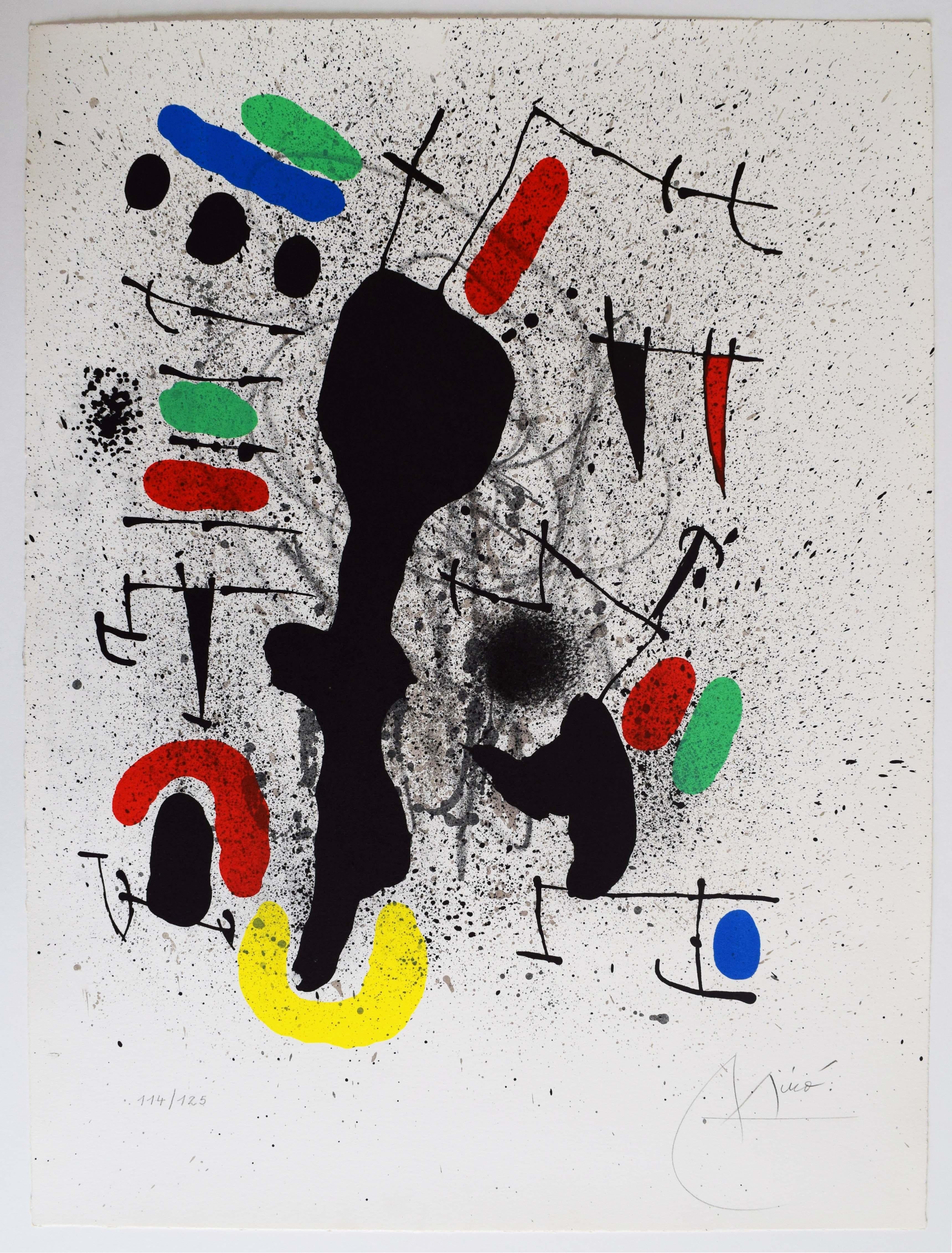 Composición V, de: Libertad de libertades, poemas de Alain Jouffroy - Poesía - Print de Joan Miró