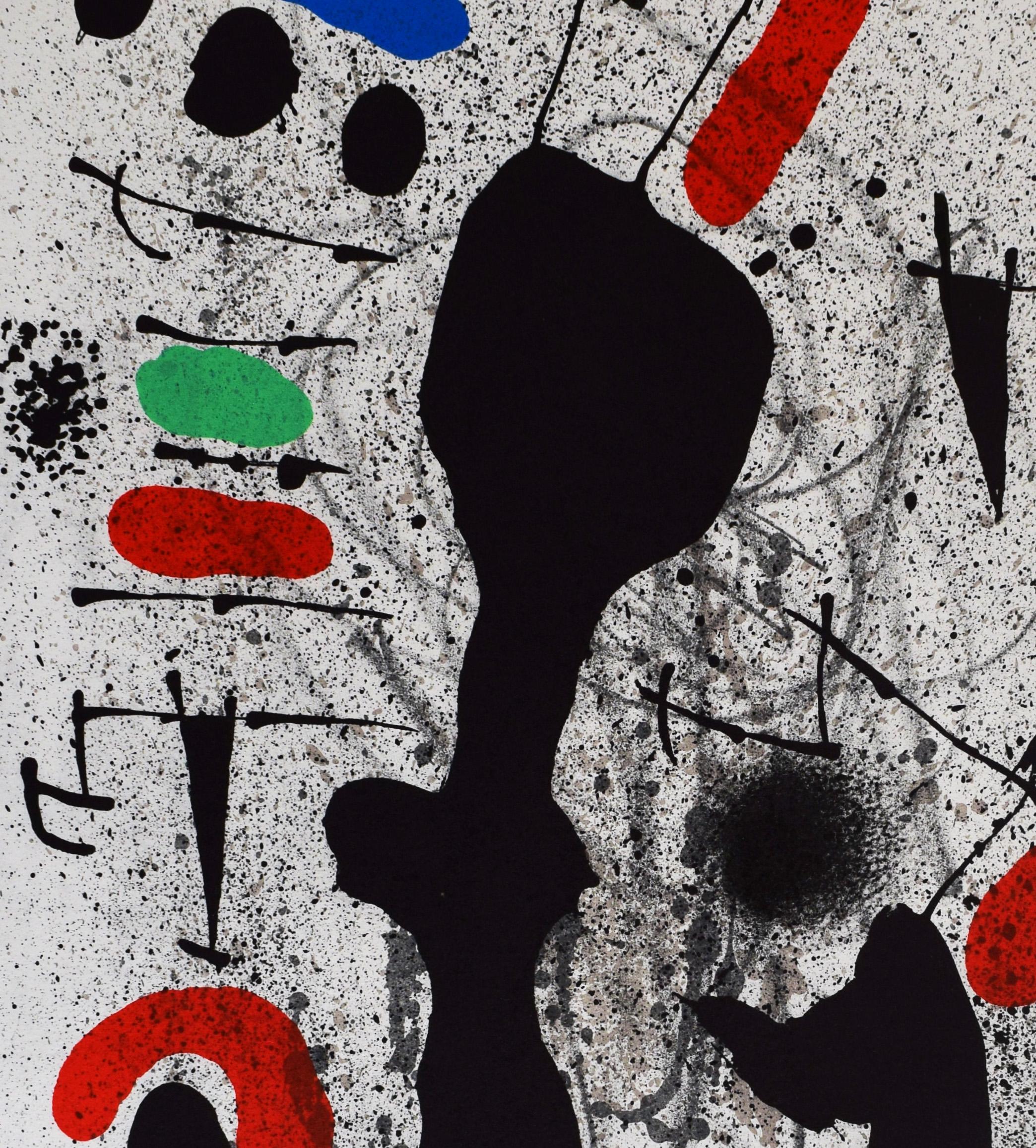 Composición V, de: Libertad de libertades, poemas de Alain Jouffroy - Poesía - Abstract Print Gris de Joan Miró