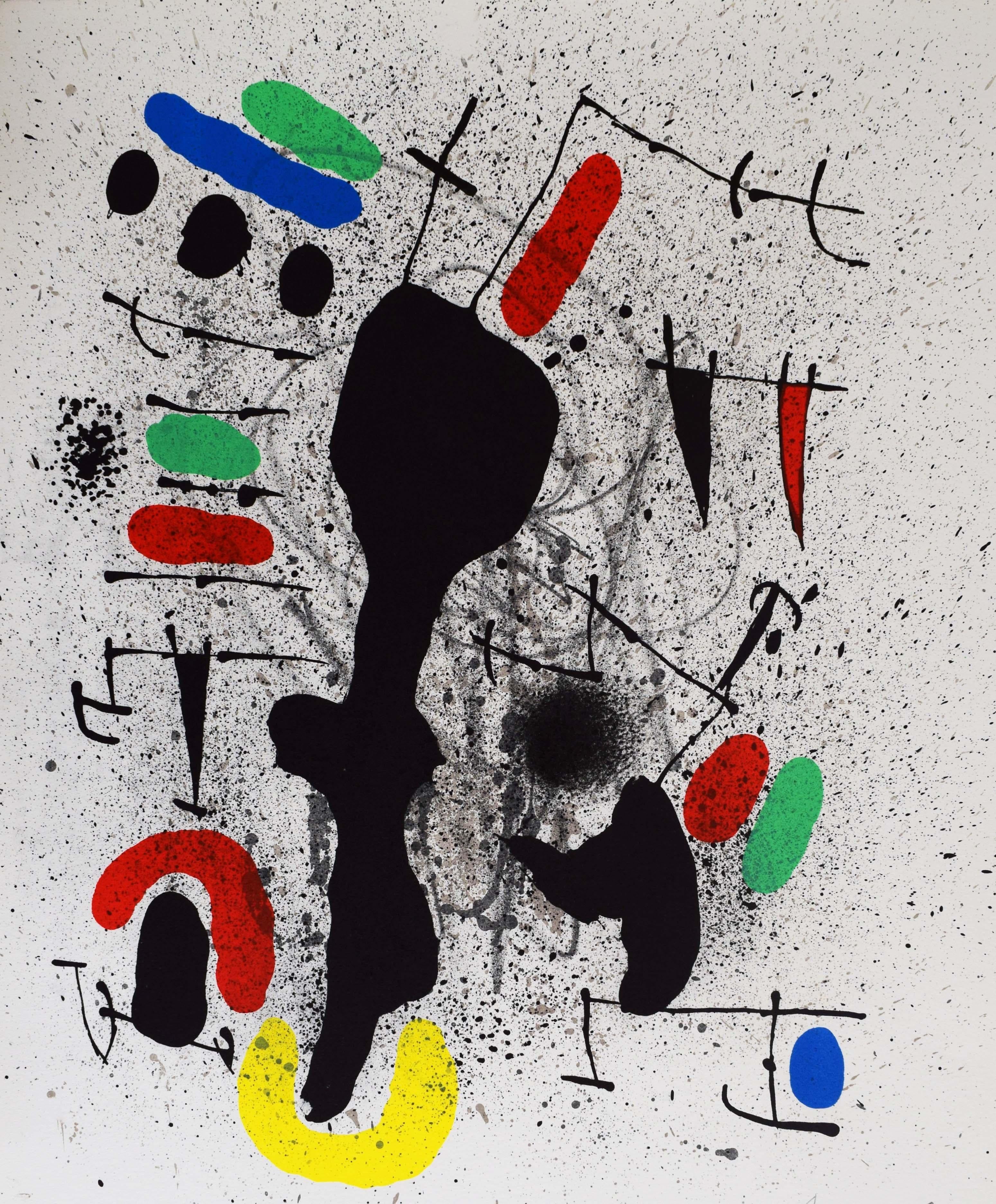 Abstract Print de Joan Miró - Composición V, de: Libertad de libertades, poemas de Alain Jouffroy - Poesía