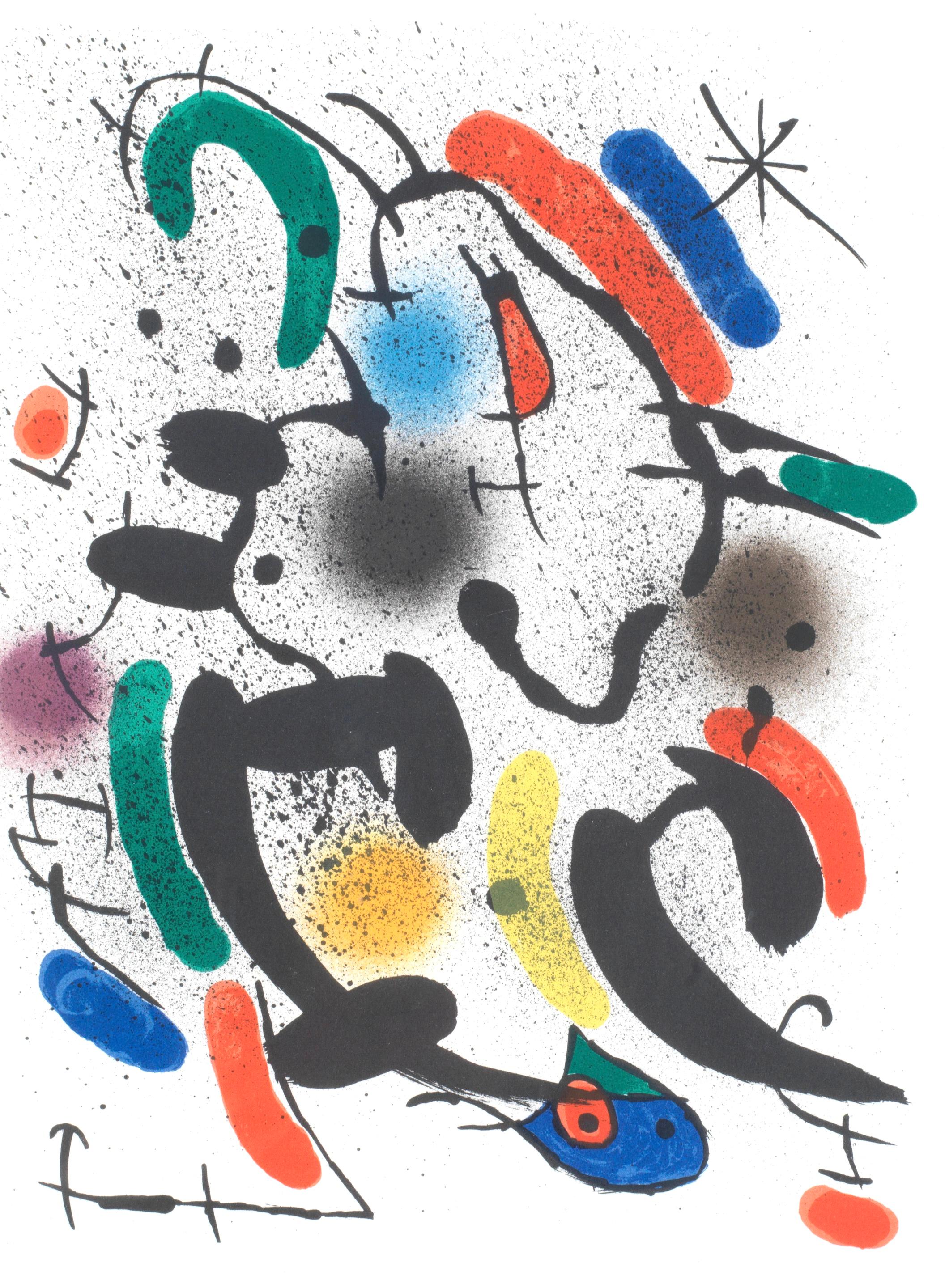 Lithographie sur papier vélin. Format du papier : 12,5 x 9,625 pouces. Inscription : Non signé et non numéroté, tel que publié. Références du catalogue raisonné : Cramer, Patrick, et Joan Miró. Joan Miró, Catalogue Raisonné Des Livres Illustrés. P.