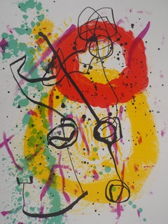 Composition with red and yellow circles - Original lithograph (Maeght #206)