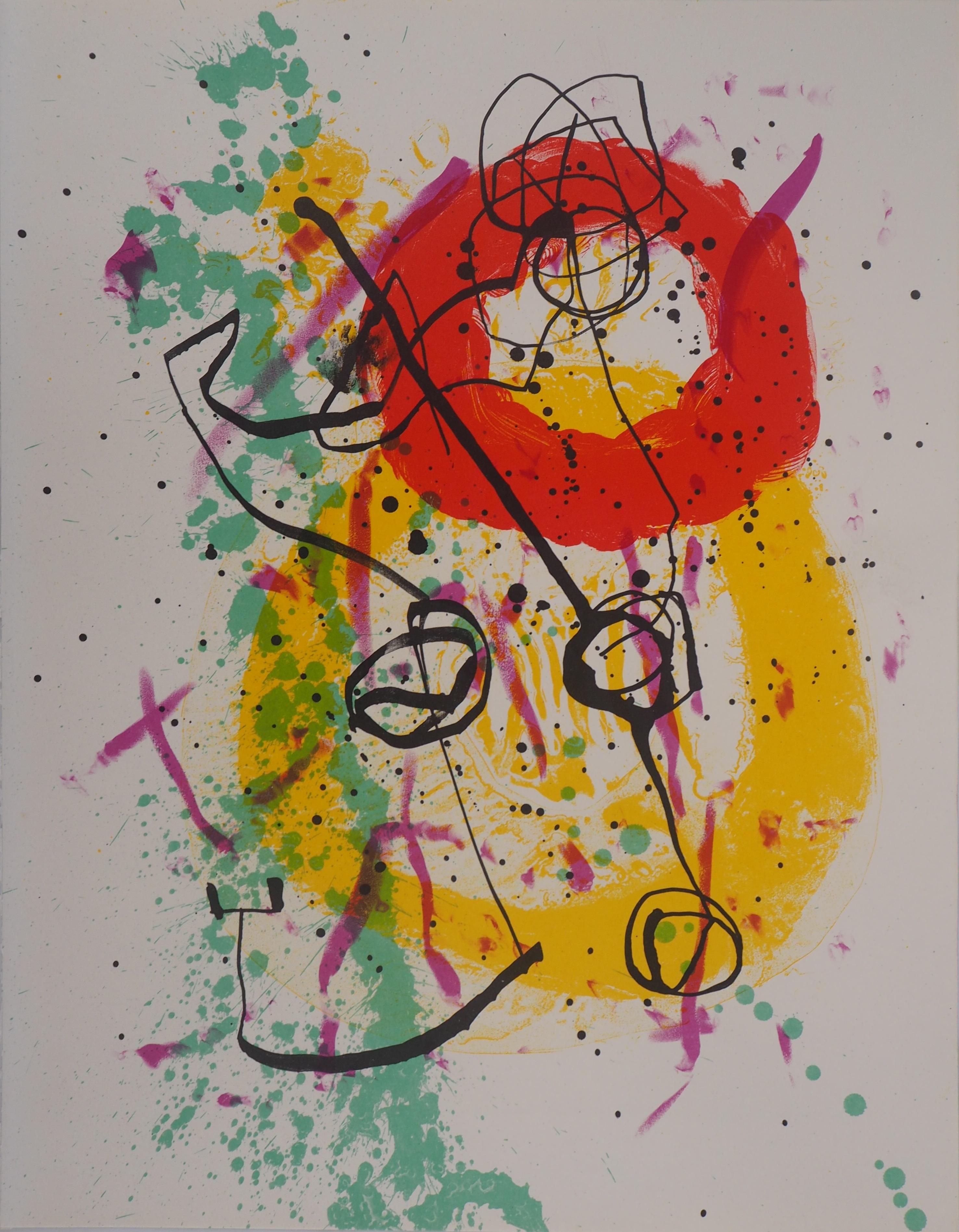 Joan Miró Abstract Print - Composition with red and yellow circles - Original lithograph (Maeght #206)