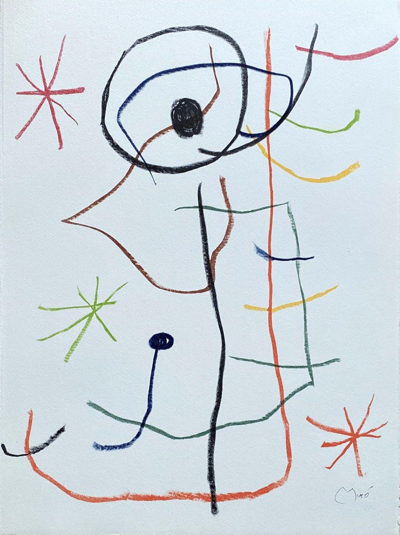 Joan Miró Figurative Print - Composition with Three Stars - Lithograph Signed in the Plate - Maeght 1965