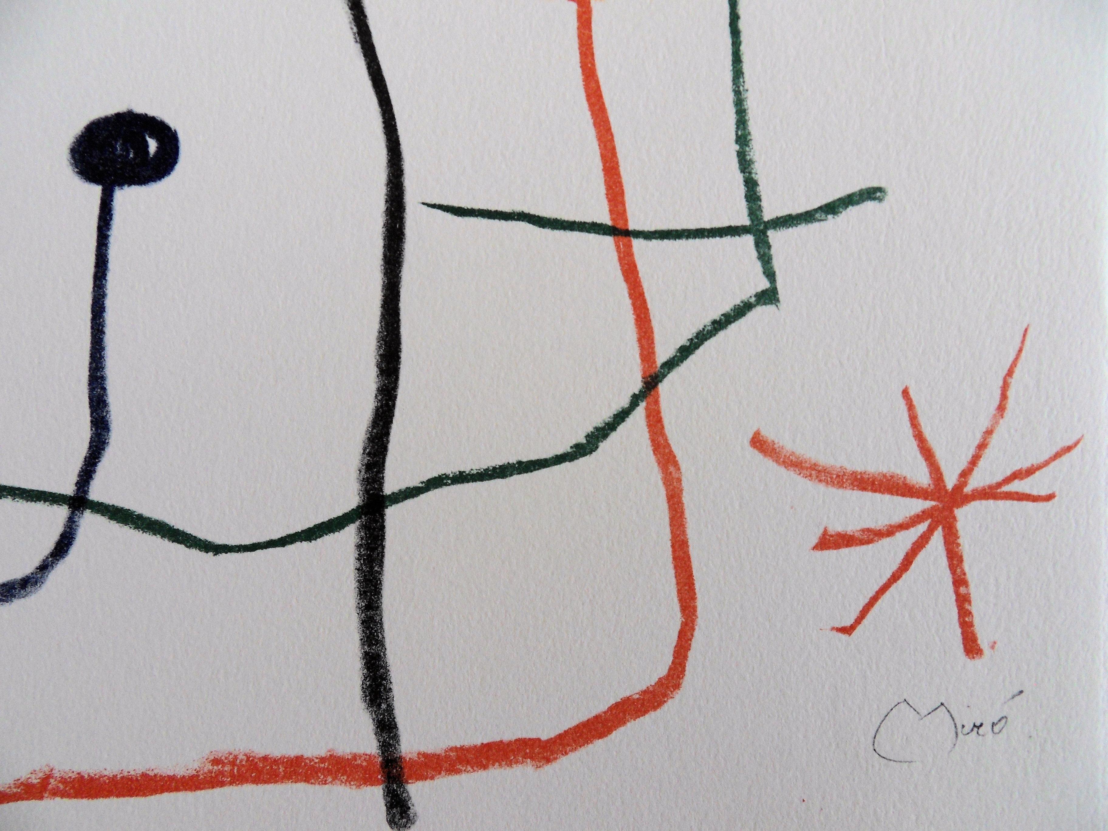 Composition with Three Stars - Stone lithograph - Maeght 1965 - Print by Joan Miró