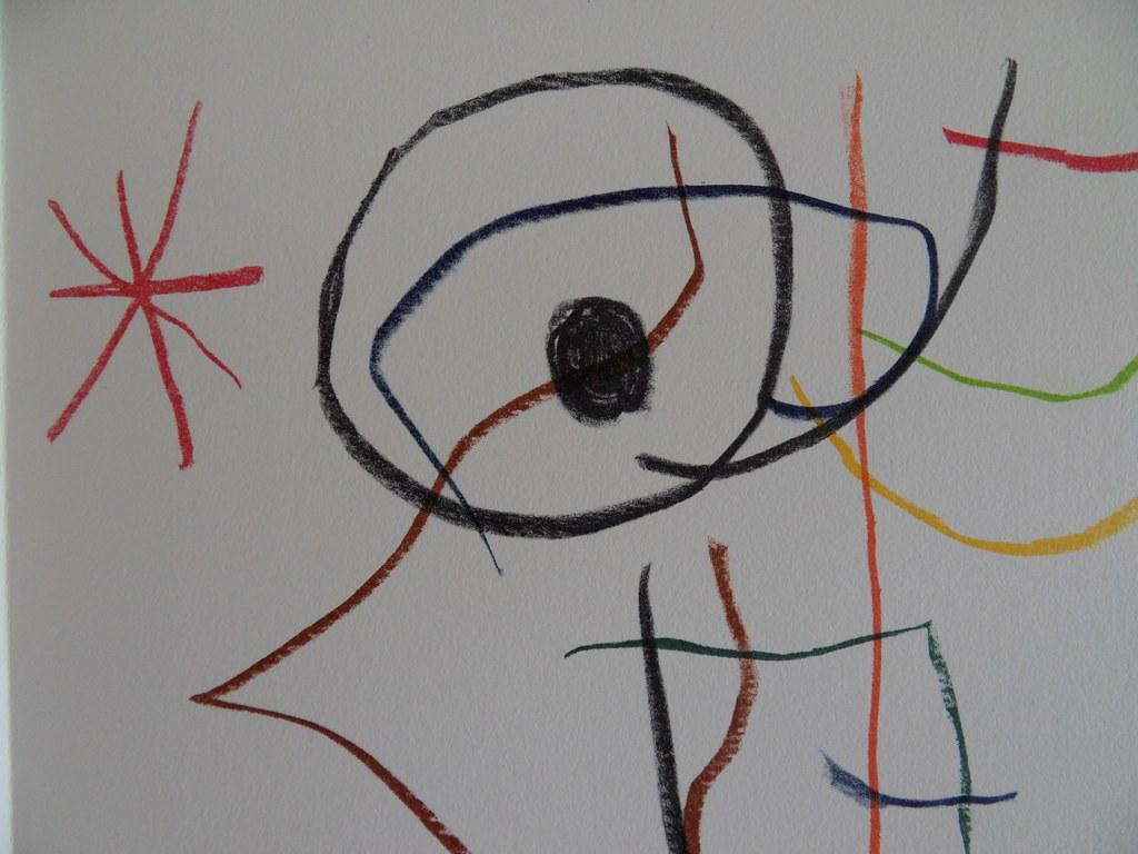 Composition with Three Stars - Stone lithograph - Maeght 1965 - Gray Figurative Print by Joan Miró