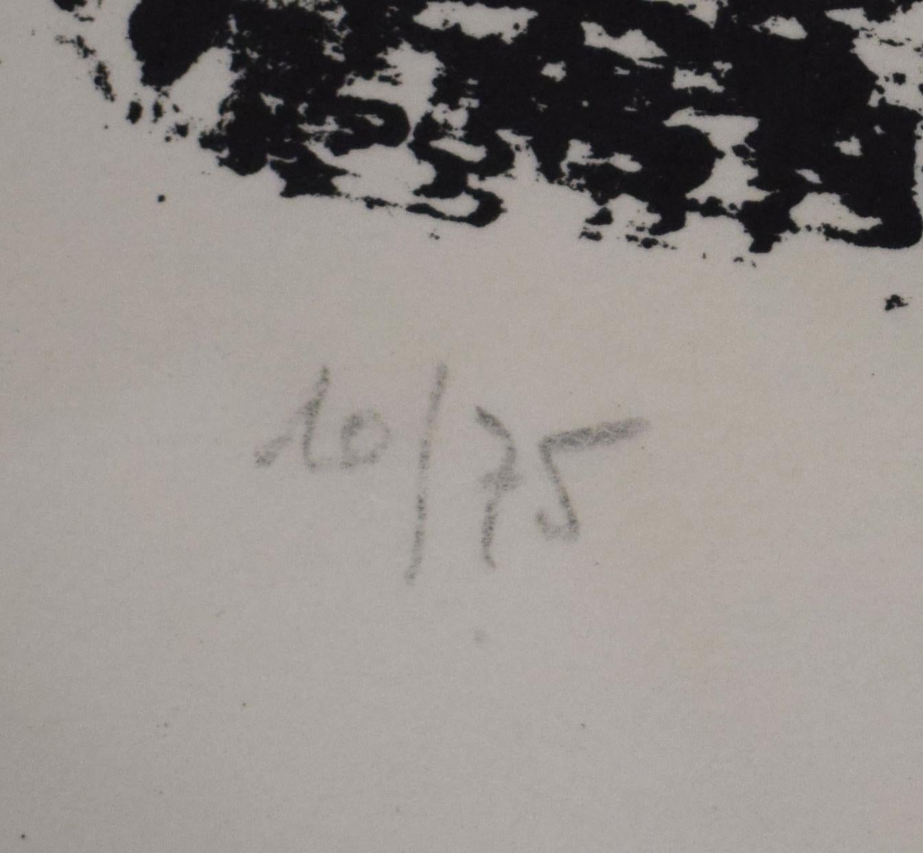 Cette lithographie originale en couleurs est signée à la main au crayon par l'artiste 