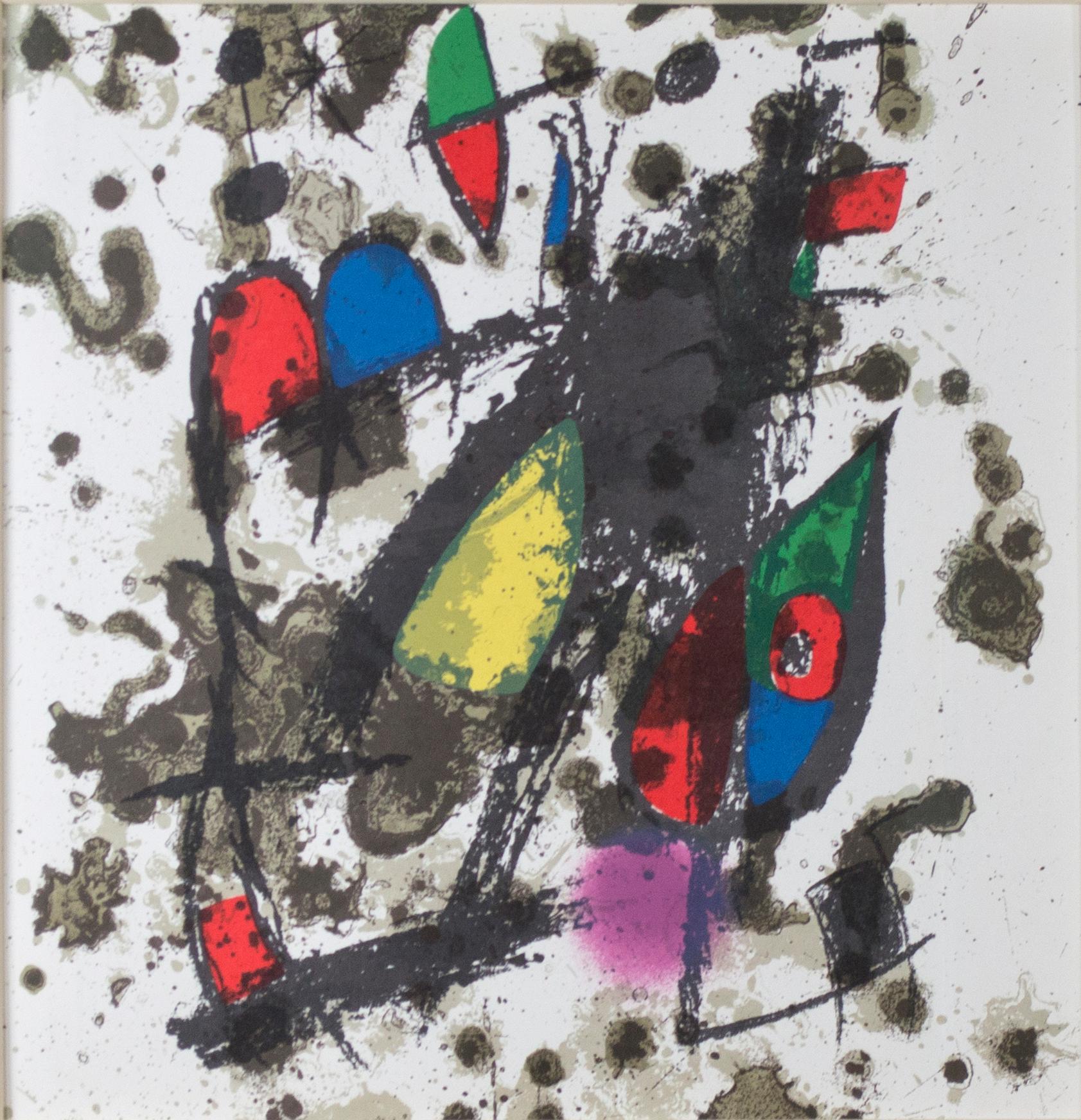 This original lithograph is one of twelve produced by Joan Miró especially for the second volume of the catalogue of his lithographs. These are excellent examples of his later work and feature his signature mark-making techniques, symbols, and bold