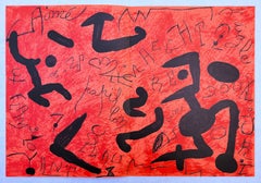 Derrière Le Miroir Nr. 250 (Seite 20, 21) /// Moderne Abstraktion Joan Miro Rote Kunst