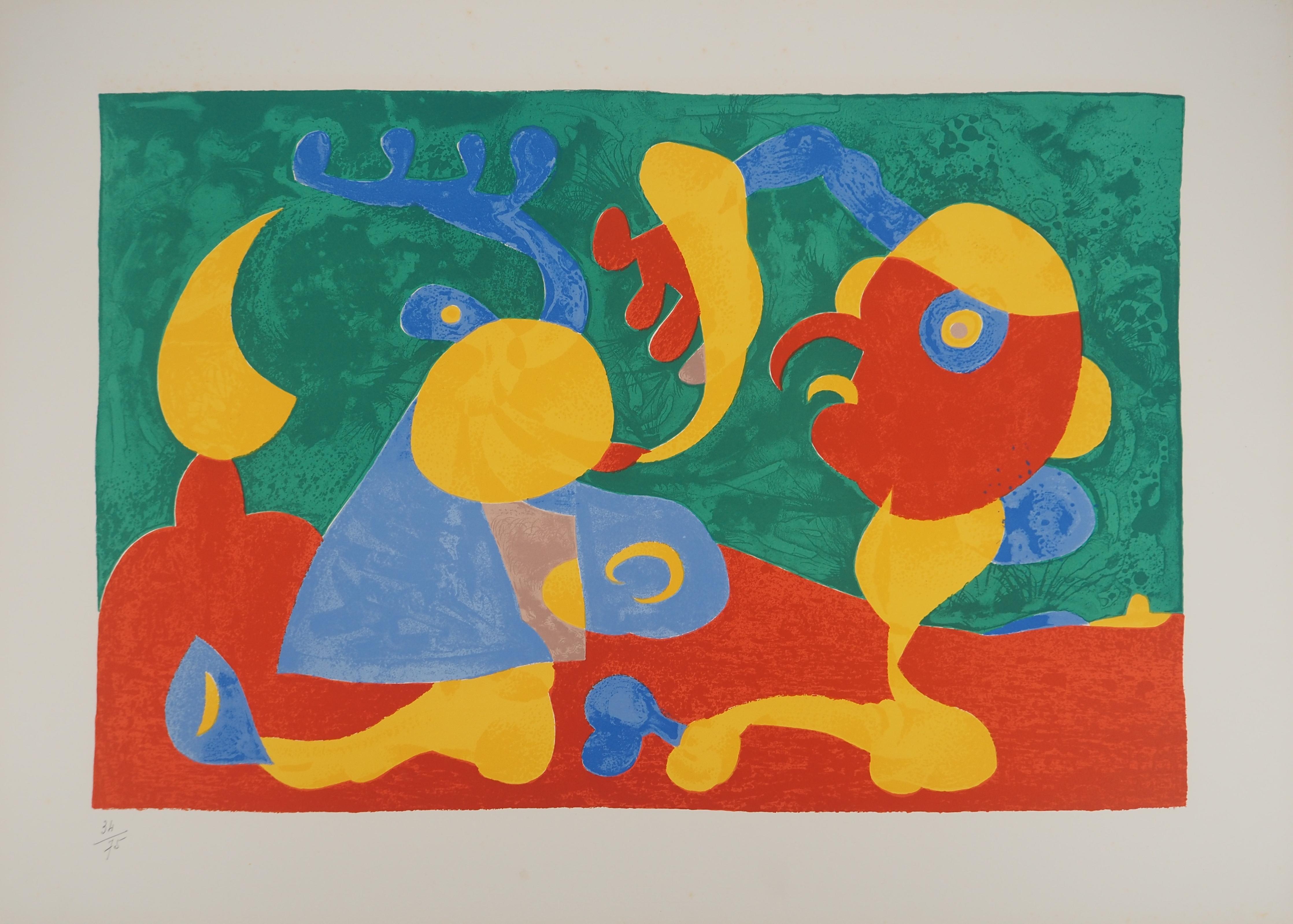 Discussion in the Night, King Ubu - Original Lithograph (Maeght #411) - Surrealist Print by Joan Miró
