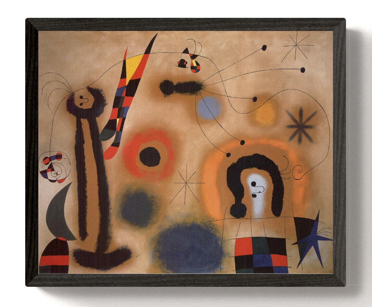 Miro-Dragonfly with Red-Tipped Wings in Pursuit of Serpent Spiraling - Print by Joan Miró